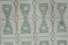 Rug & Kilim’s Scandinavian Style Square Rug in Blue, with Hourglass Patterns