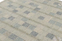 Rug & Kilim’s Scandinavian Style Square Rug in Gray and Blue Geometric Patterns