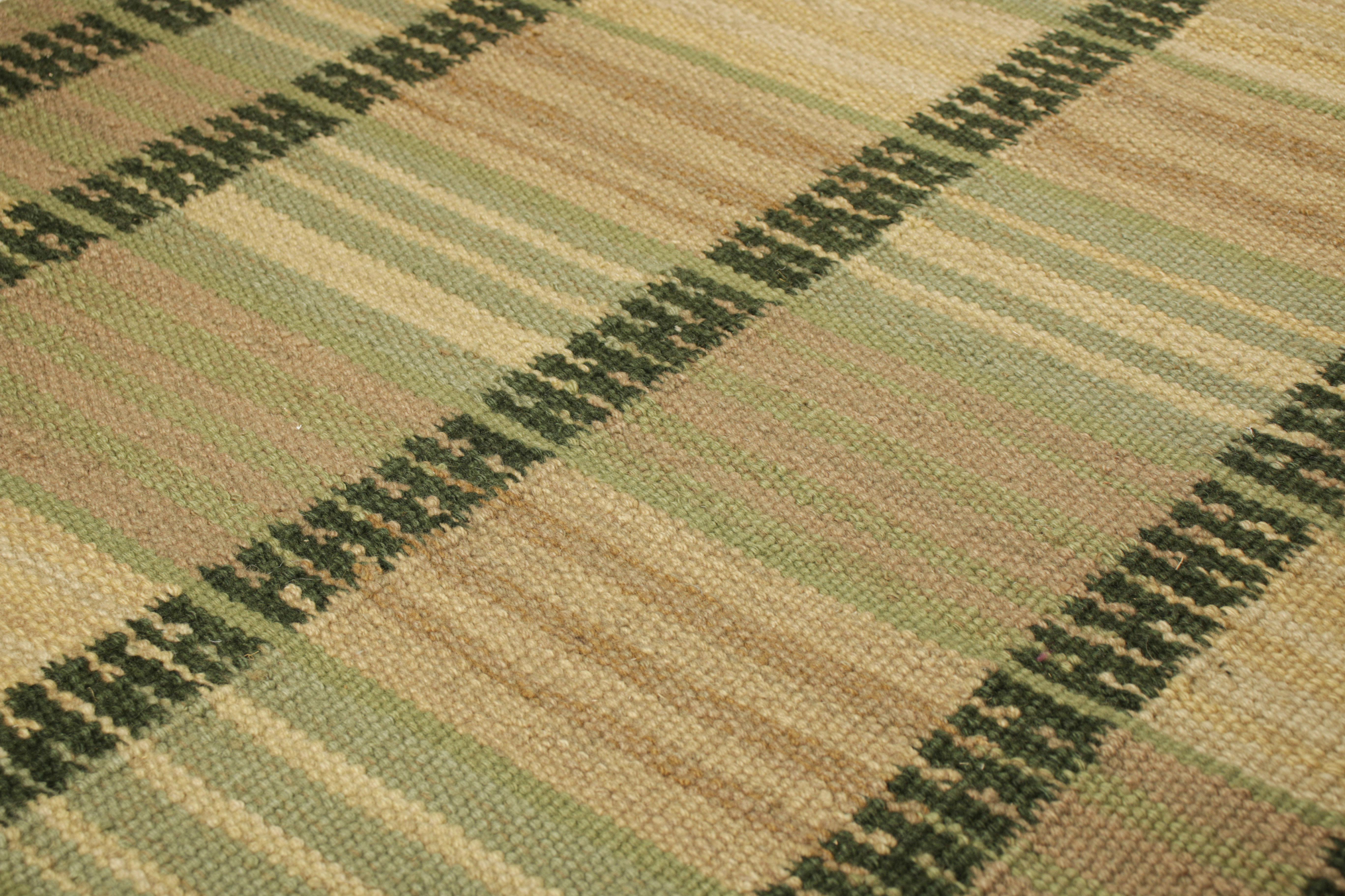 From an exciting new collection of gift-size pieces, this 5x5 Swedish-style accent rug is a bold new addition to the Scandinavian Collection by Rug & Kilim. Handwoven in a wool flatweave with undyed natural yarns as well, its design is inspired by