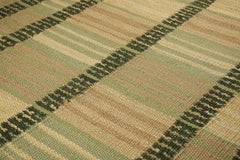 Rug & Kilim’s Scandinavian Style Square Rug in Green, with Geometric Stripes