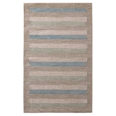 Kilim en laine rayé beige, marron, vert et bleu de style scandinave de Rug & Kilim