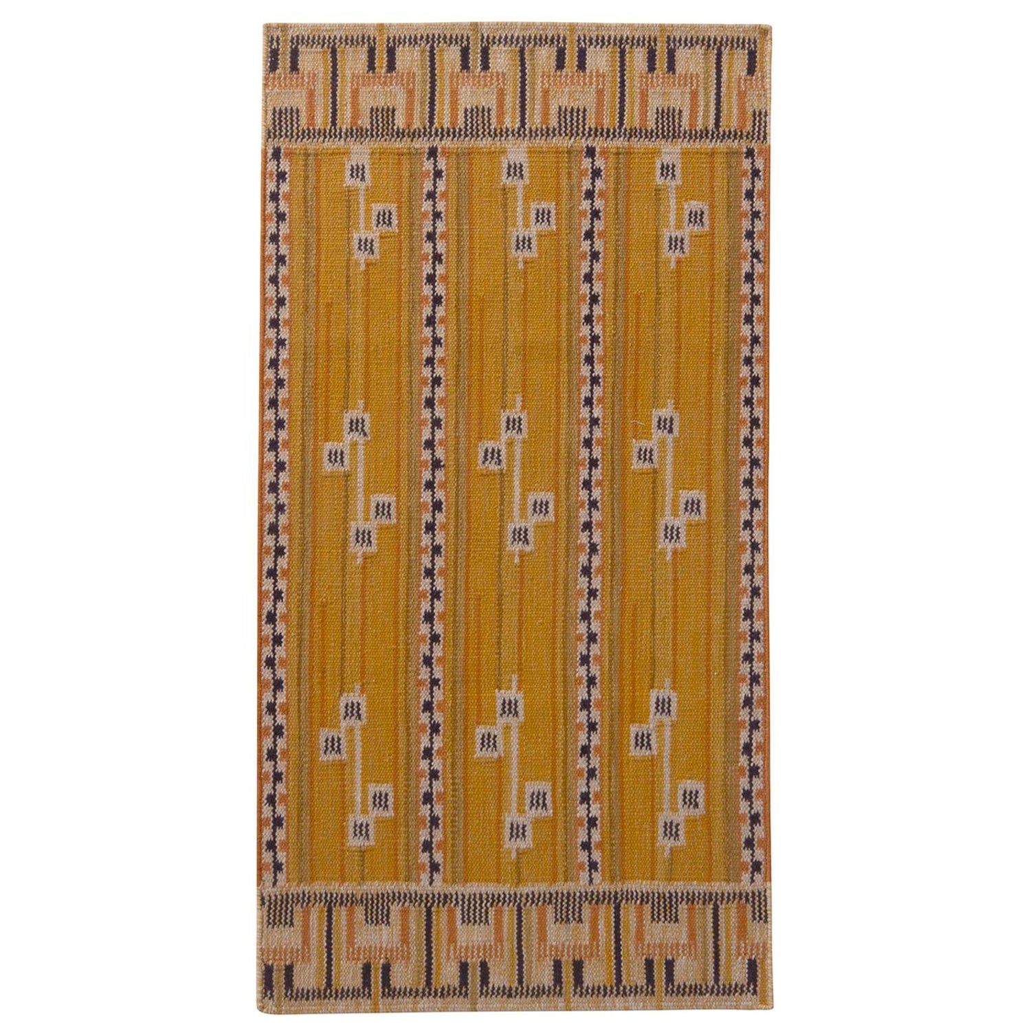 Tapis 
Kilim
s Scandinavian Style Striped Yellow and Black Wool Kilim Runner (en anglais)