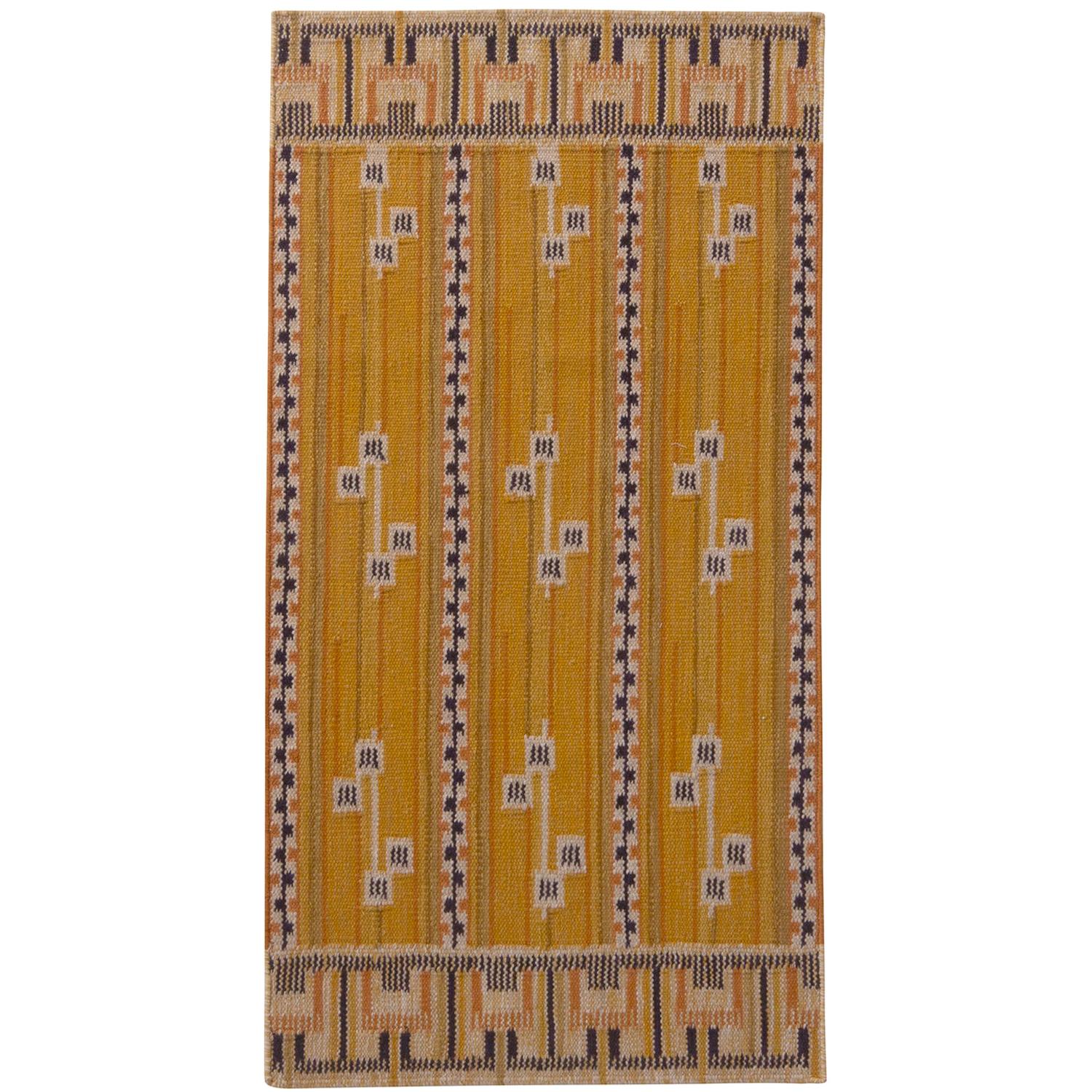 Rug & Kilim - Runner in lana a strisce gialle e nere in stile scandinavo in vendita