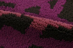 Vintage Scandinavian Rya Rug in Pink & Blue Abstract Field - Rug & Kilim