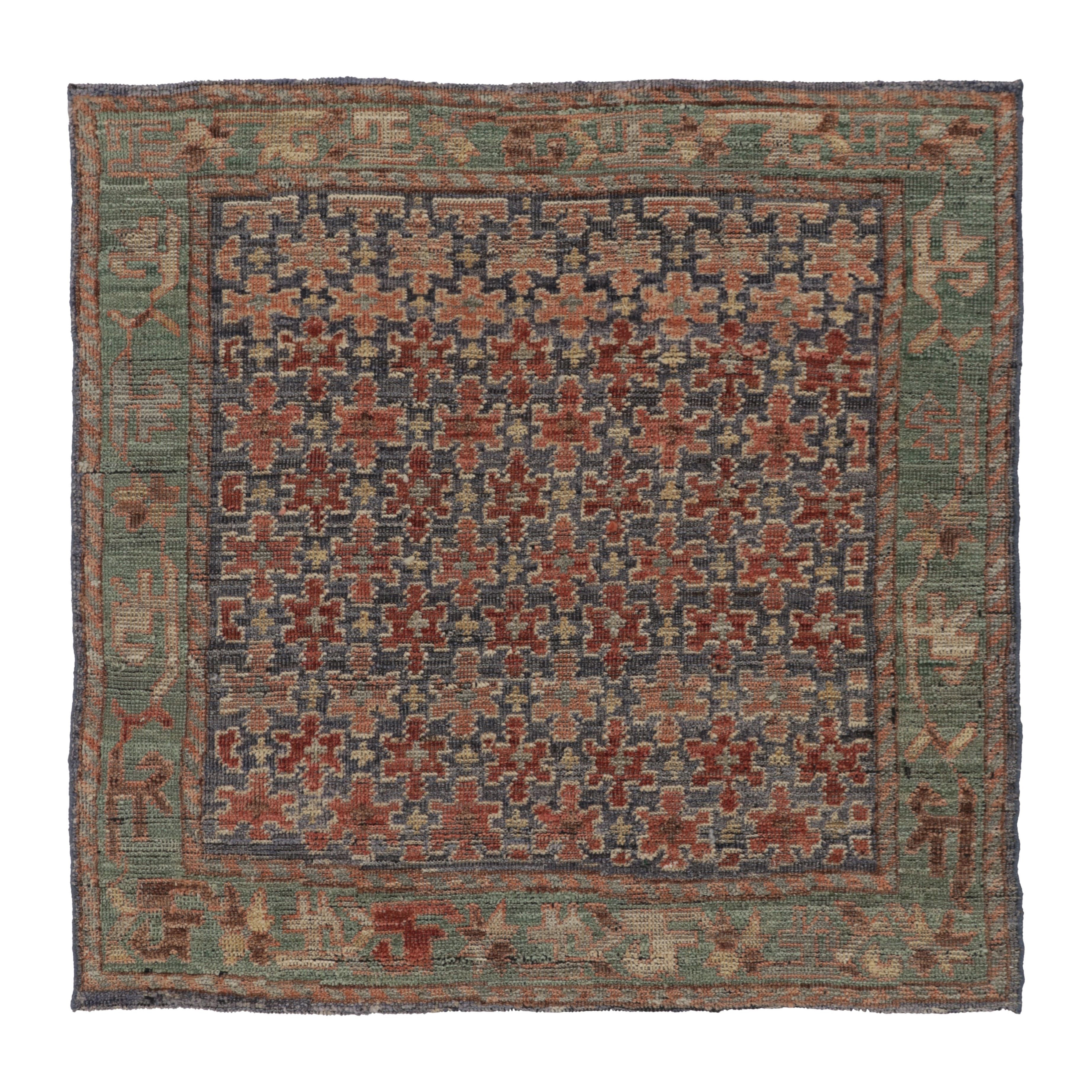 Rug
Kilim’s Shahsavan Persian Inspired Square Rug, Playful Floral Patterns