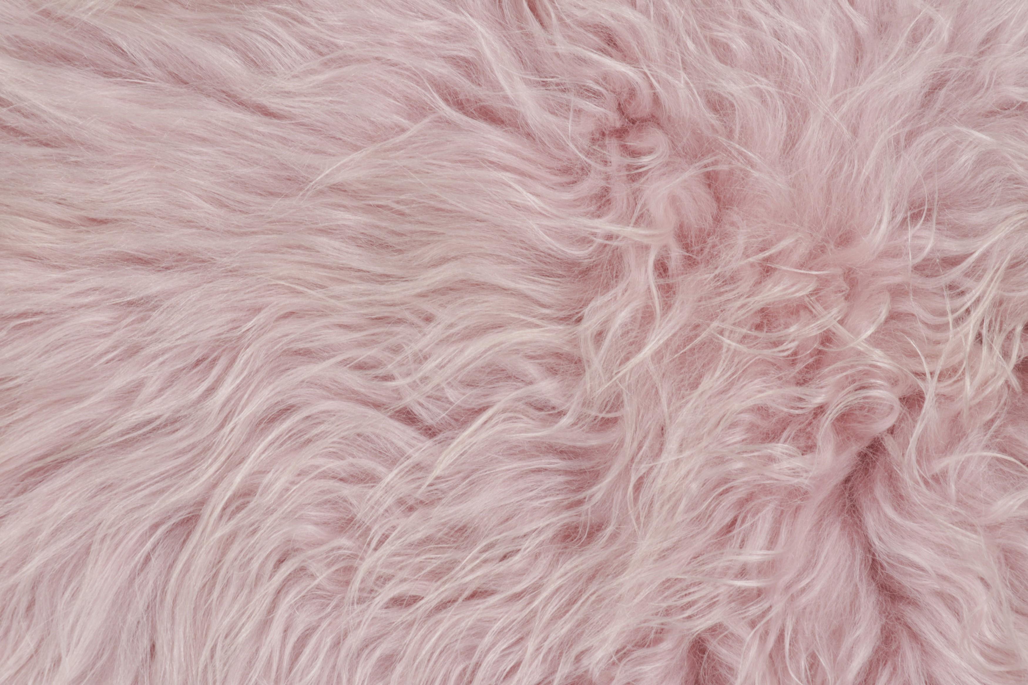 Modern Rug & Kilim’s Sheepskin Single-Pelt Fur Rug in Dusk Pink For Sale