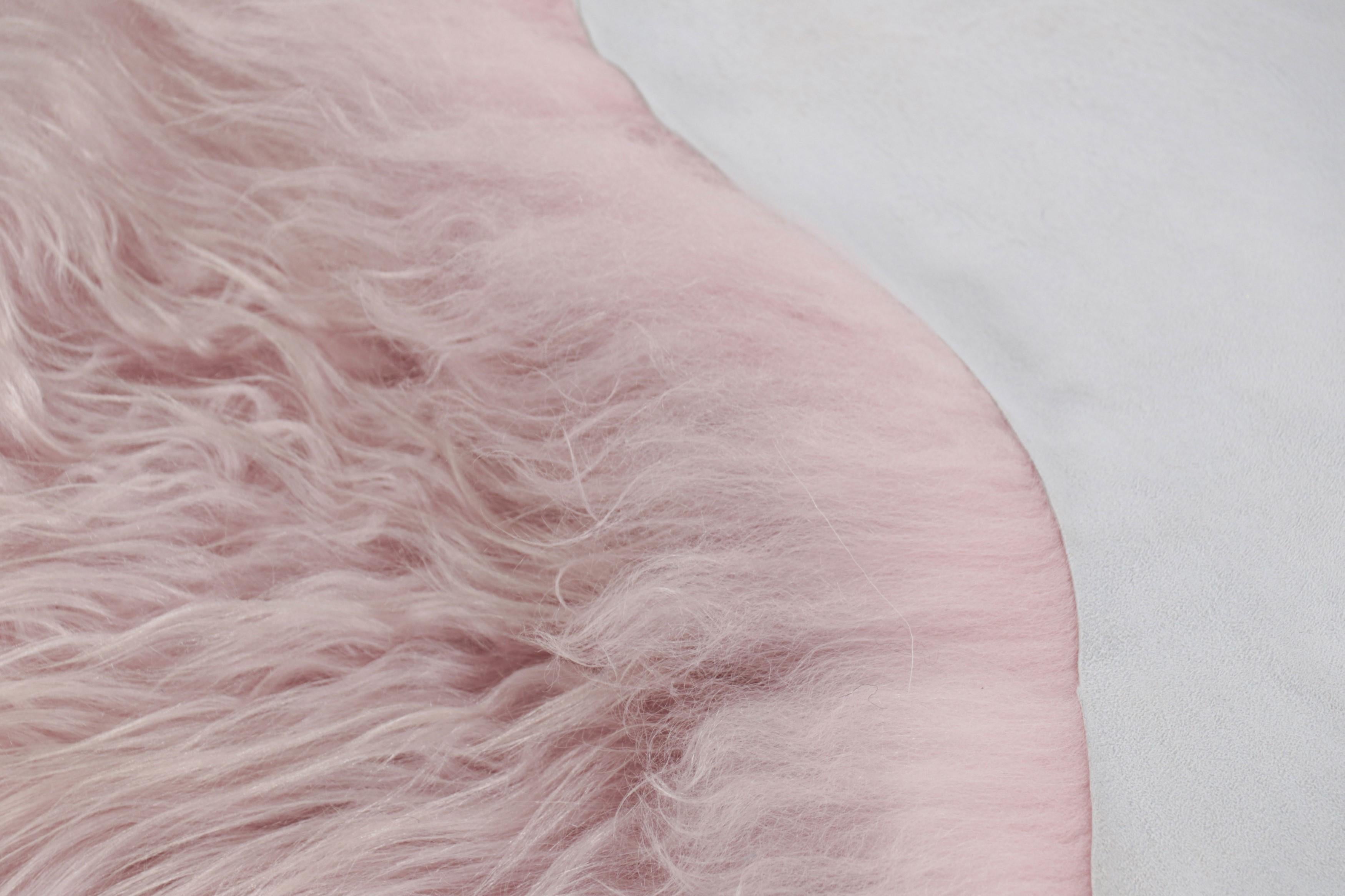 Wool Rug & Kilim’s Sheepskin Single-Pelt Fur Rug in Dusk Pink For Sale