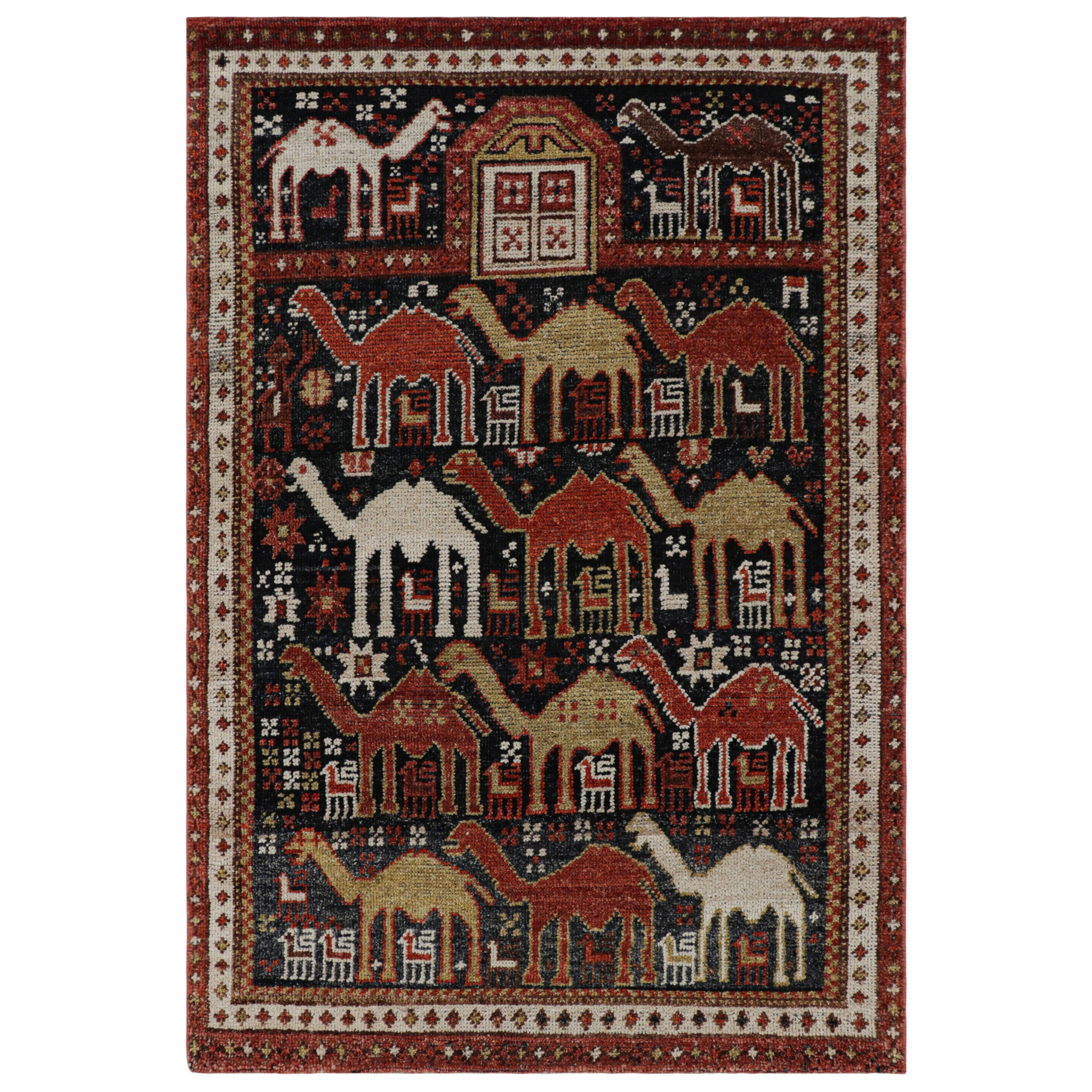Rug
Kilim’s Shirvan Style Rug in Black with Colorful Camel Pictorials