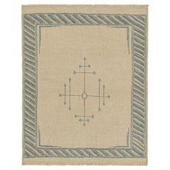 Kilim persa estilo Sofreh de Rug & Kilim en beige con medallón azul