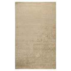 Teppich &amp;amp; Kilims Massivbeigefarbener Teppich aus handgeknüpftem Seidenstreifen in Ton und Beige