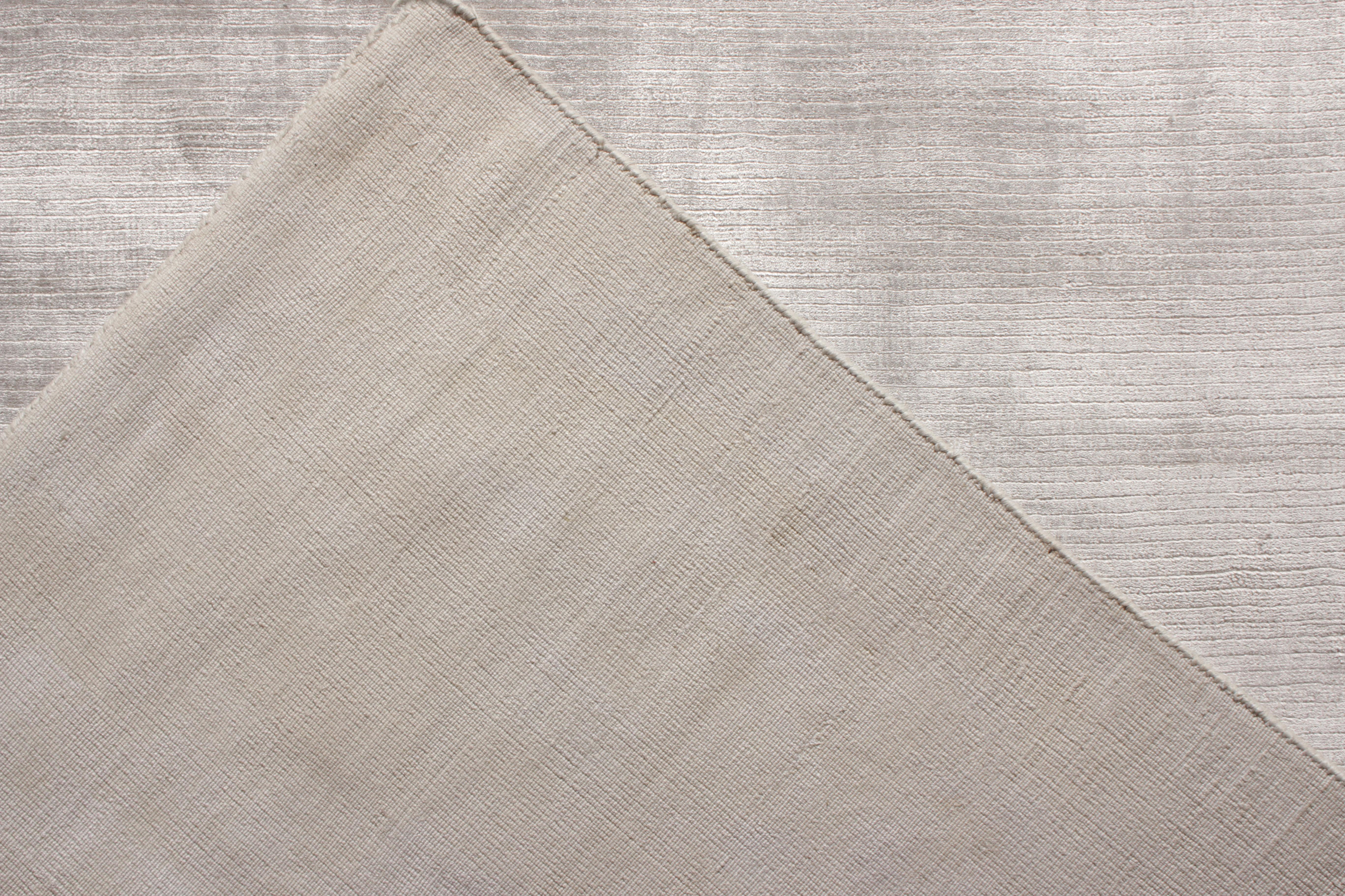Hand-Knotted Rug & Kilim’s Solid Custom Rug in Gray, Silver Tone-on-Tone For Sale