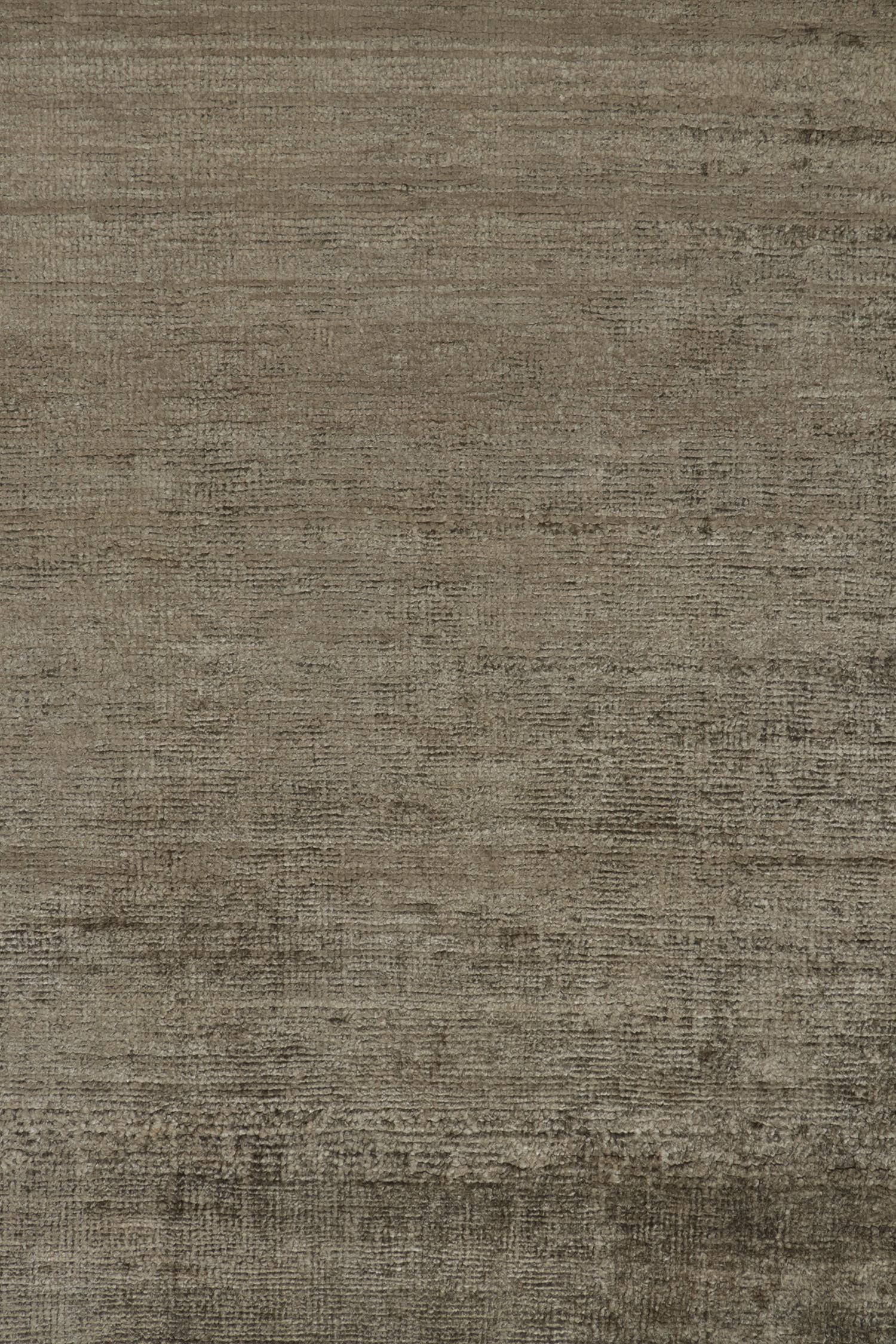 Contemporary Rug & Kilim’s Solid Gray Rug in Tone-on-tone Hand-Knotted Silk Striae For Sale