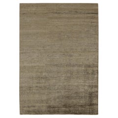 Rug & Kilim’s Solid Gray Rug in Tone-on-tone Hand-Knotted Silk Striae