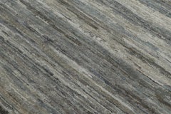 Rug & Kilim's Solid Textural Rug, Blue and Gray Monochrome Stripes and Striae