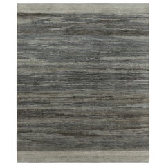 Rug & Kilim's Solid Textural Rug, Blue and Gray Monochrome Stripes and Striae