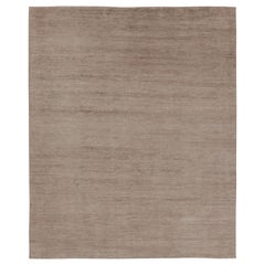 Rug & Kilim’s Solid Textural Rug, Monochromatic Beige and Brown Striae