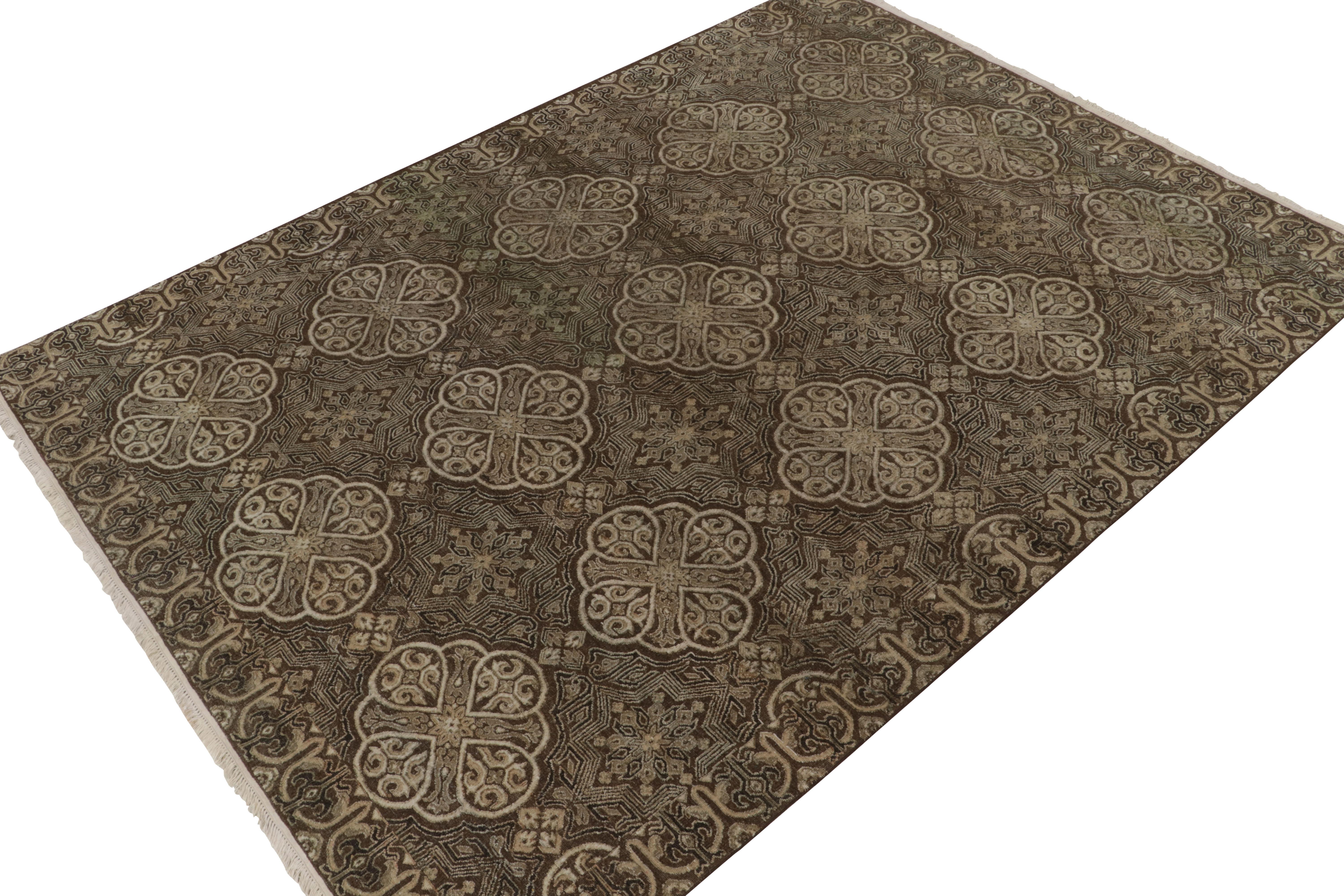 From Rug & Kilim’s Modern Classics collection, a 9x12 rug finely hand-knotted in premium quality silk & wool. 

On the design: The intellect behind this piece marks a studious union of antique Spanish rug styles & contemporary techniques. A gracious