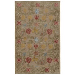 Rug & Kilim’s Spanish European Rug in Beige with Floral Patterns “Bilbao”