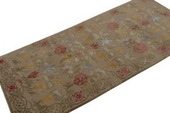 Rug & Kilim’s Spanish European Style Rug in Beige with Floral Patterns “Bilbao”