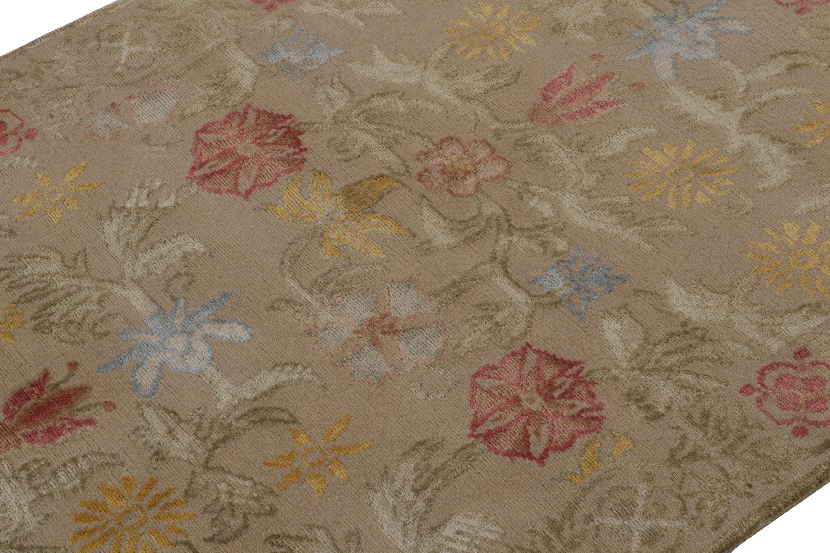 Népalais Rug & Kilim's Spanish European Style Rug in Beige with Floral Patterns 
