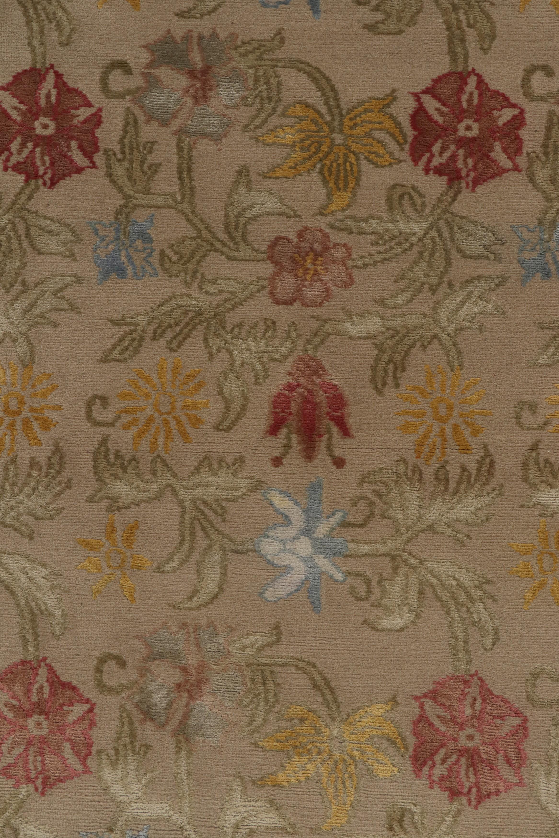 Rug & Kilim's Spanish European Style Rug in Beige with Floral Patterns 