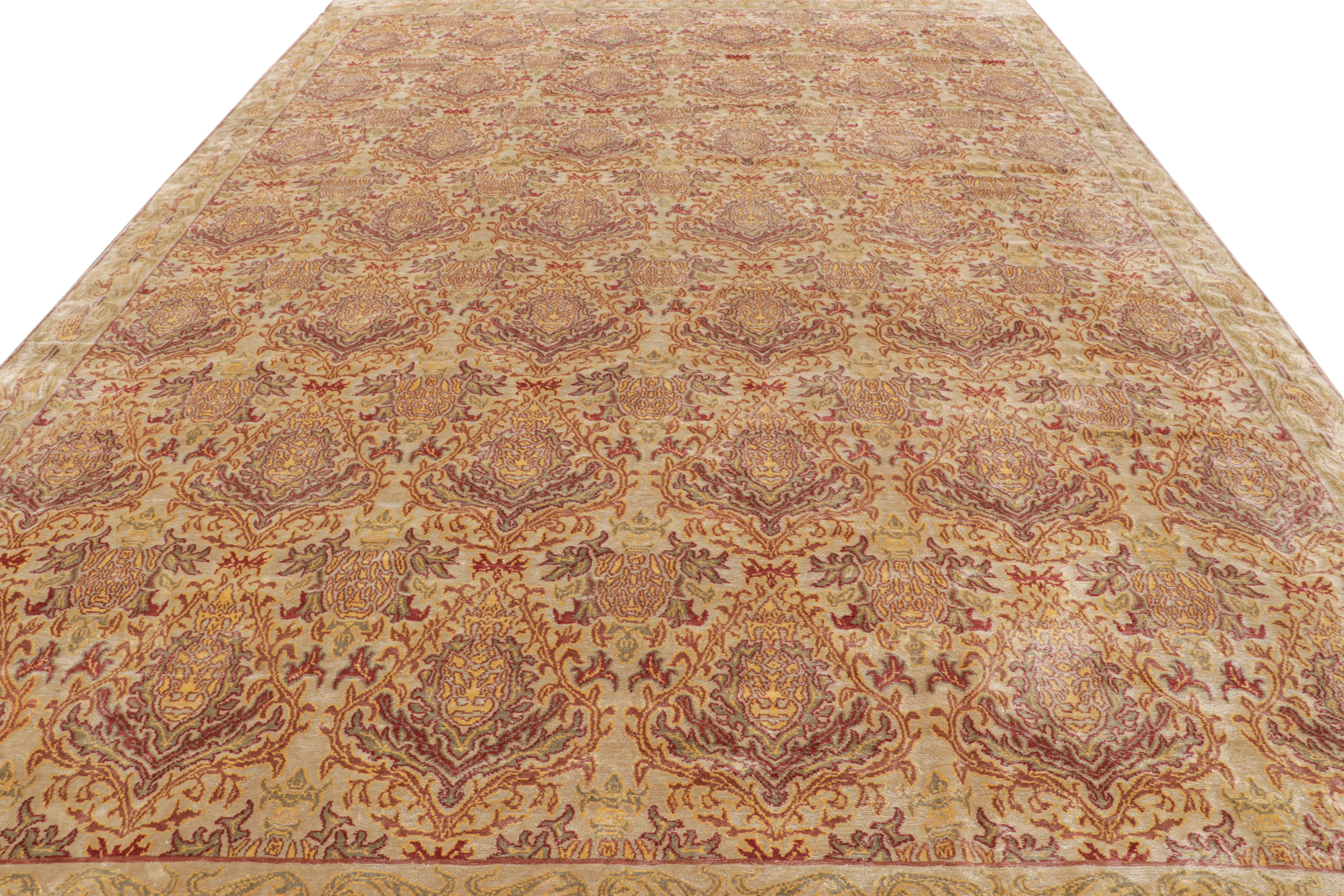 Népalais Tapis et tapis de style européen espagnol de Kilim à motifs floraux dorés, verts et marron en vente