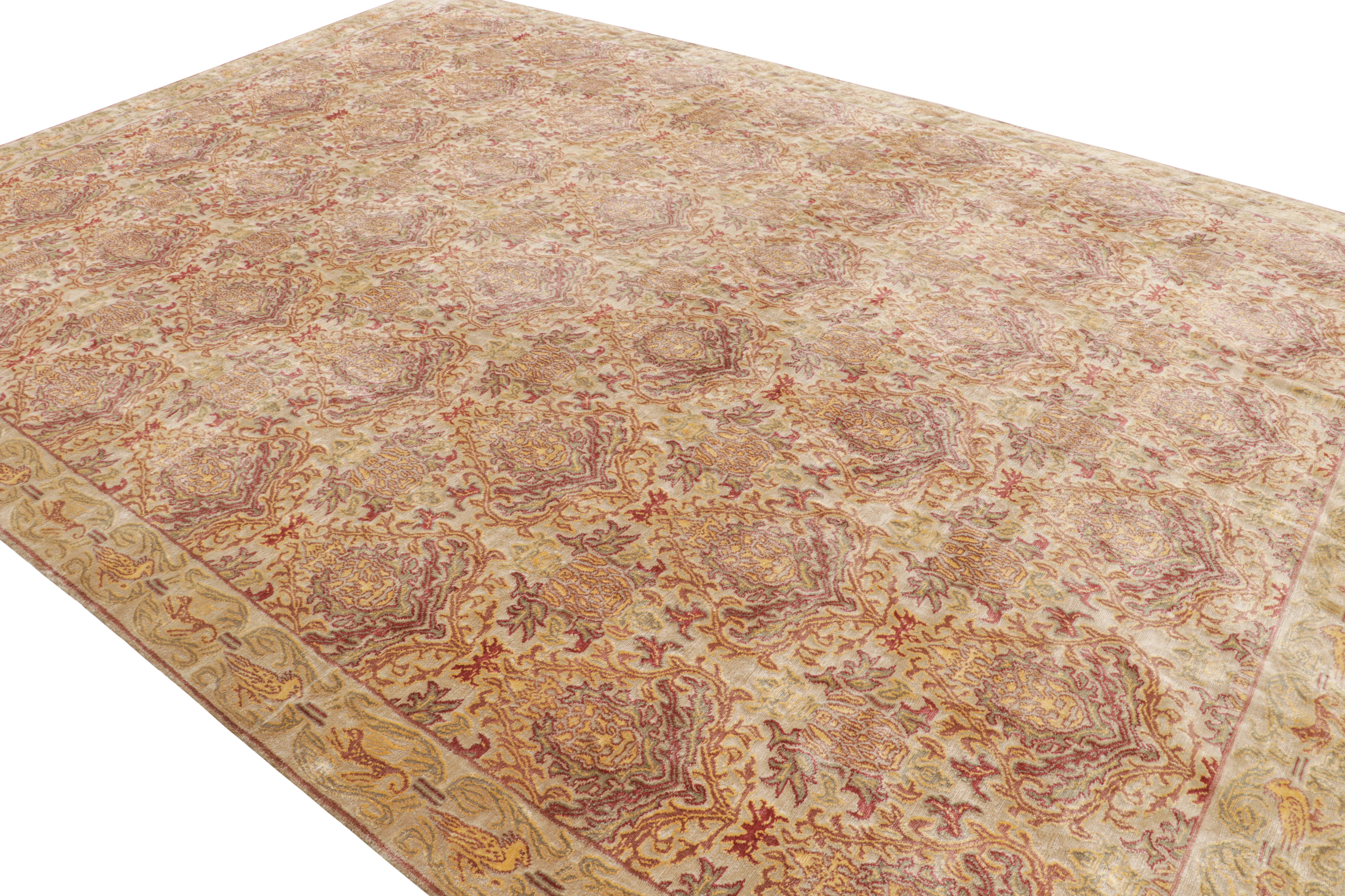 Connaissant les sensibilités espagnoles, ce dessin 10 x 14 tout en soie de la collection européenne de Rug & Kilim présente un somptueux motif 