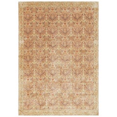 Rug & Kilim's Spanish European Style Rug in Gold, Green, Maroon Floral Pattern