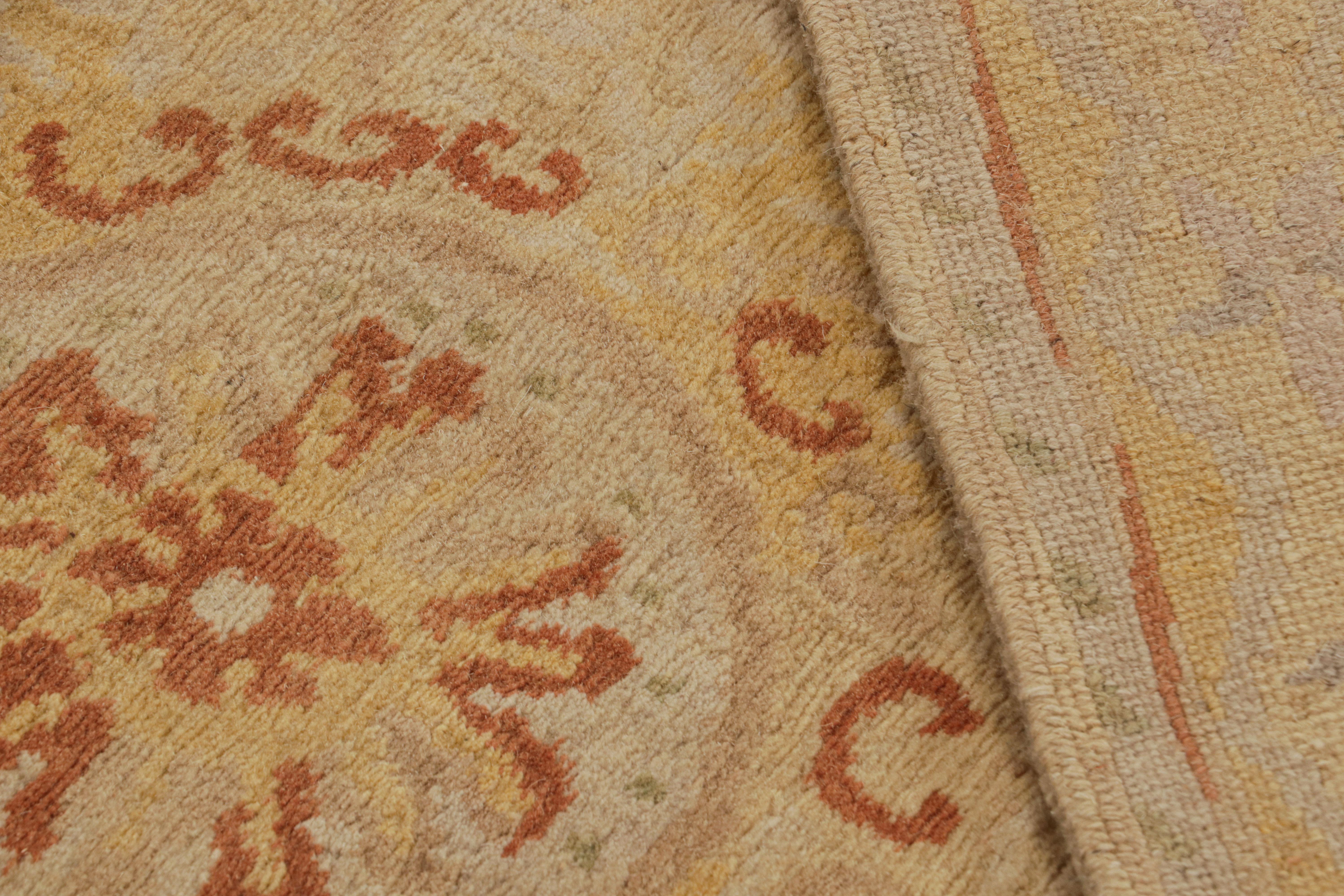 Contemporary Rug & Kilim's Spanish European Style rug, Tangerine, Cream & Yellow Medallions For Sale