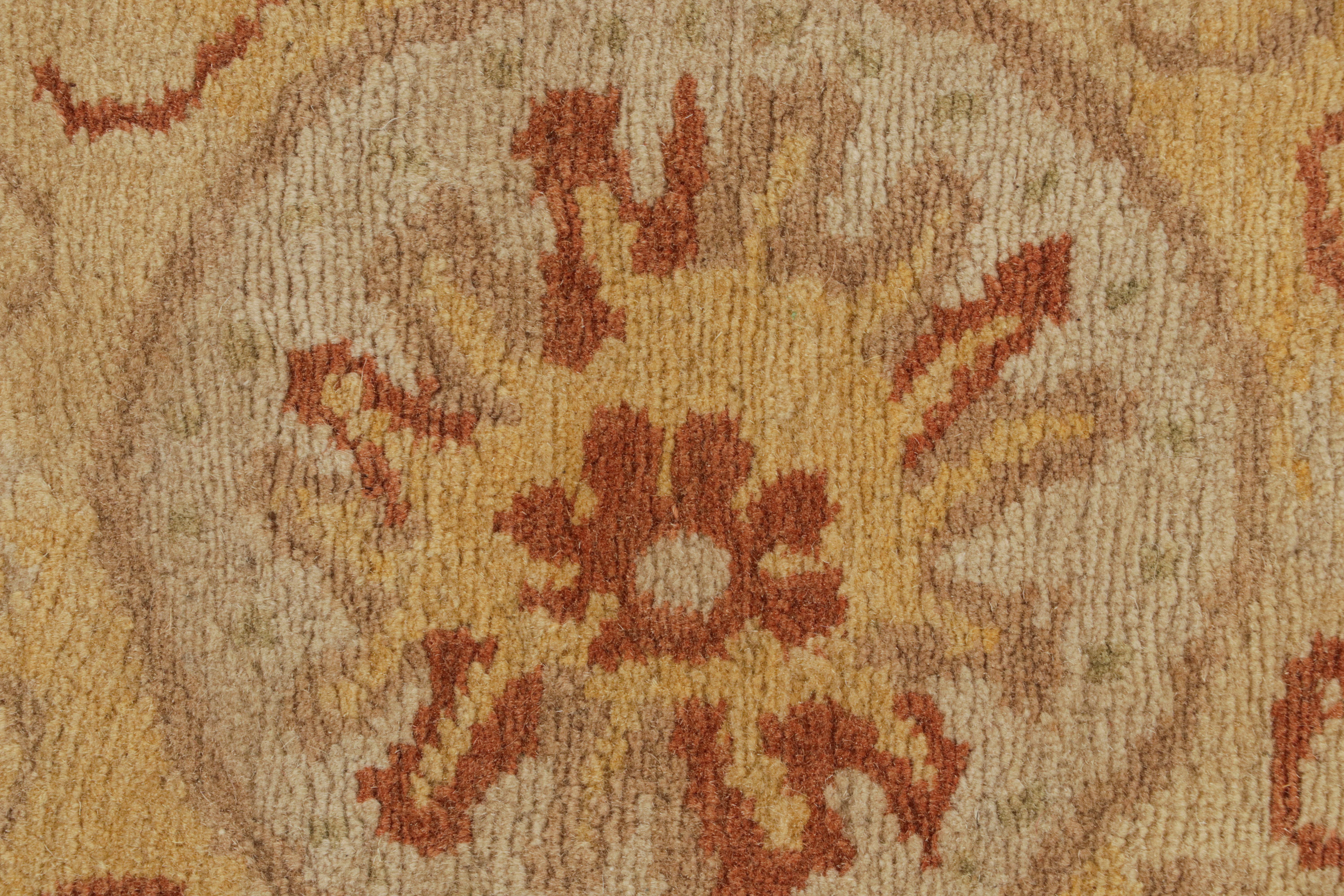 Rug & Kilim's Spanish European Style rug, Tangerine, Cream & Yellow Medallions In New Condition For Sale In Long Island City, NY