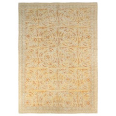 Rug & Kilim's Spanish European Style rug, Tangerine, Cream & Yellow Medallions