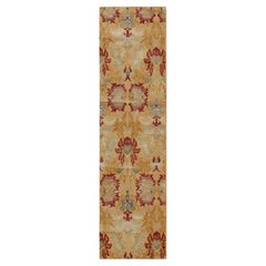 Rug & Kilim's Spanish European Style Runner in Gold, Red & Blue Floral Pattern
