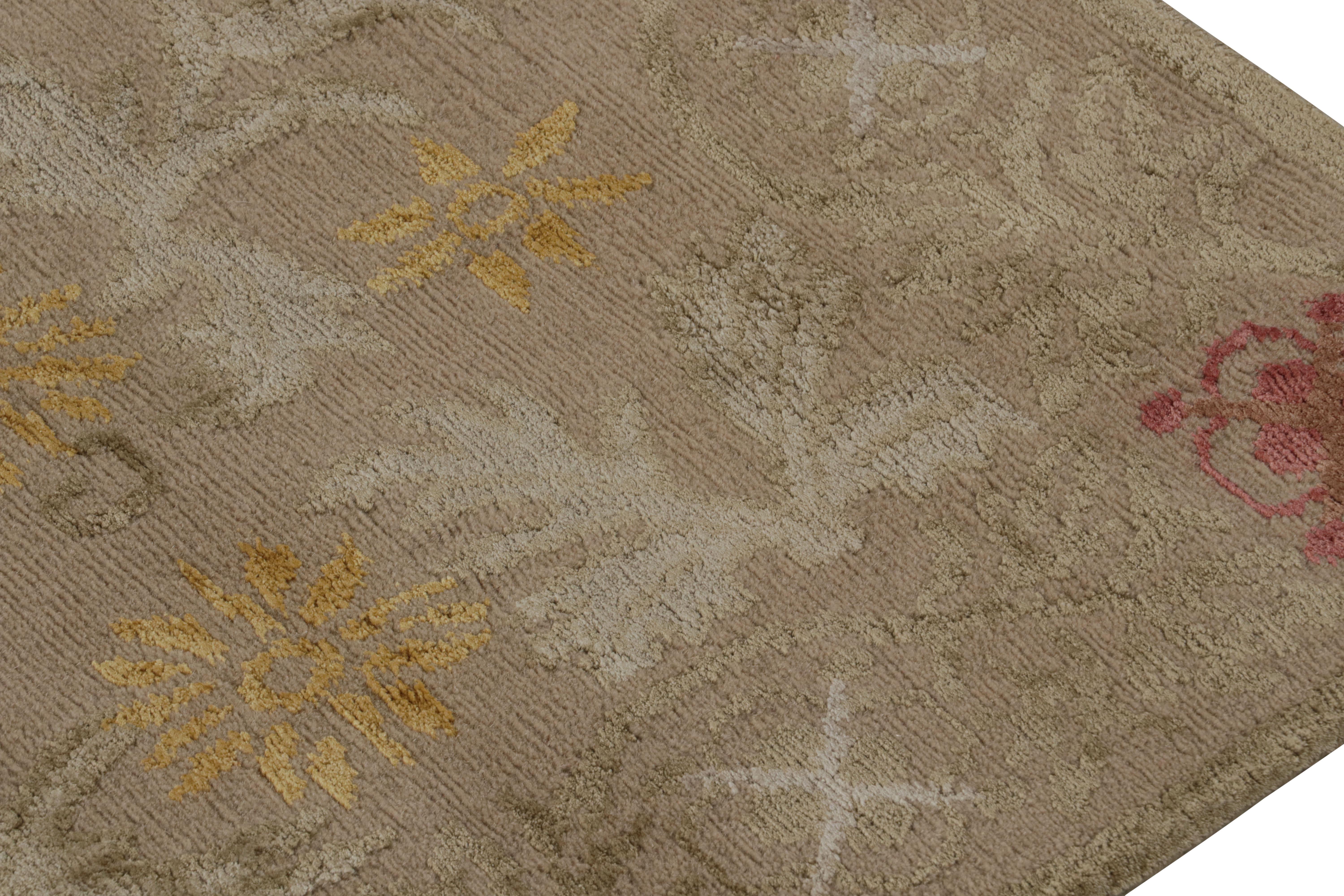 Noué à la main Rug & Kilim's Spanish European Style Square Rug with Floral Patterns 