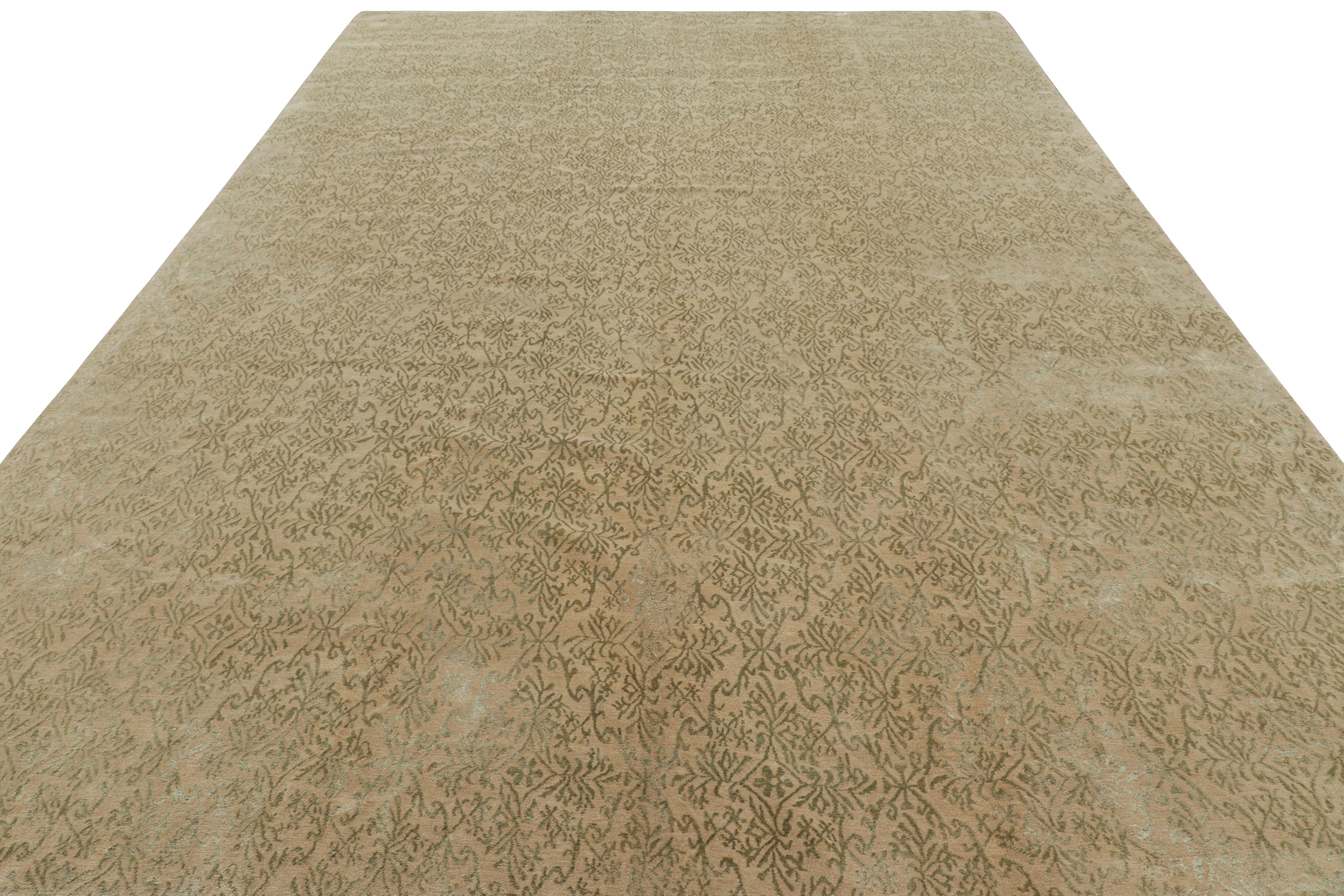 Annodato a mano Rug & Kilim: tappeto in stile spagnolo in oro con motivi floreali 