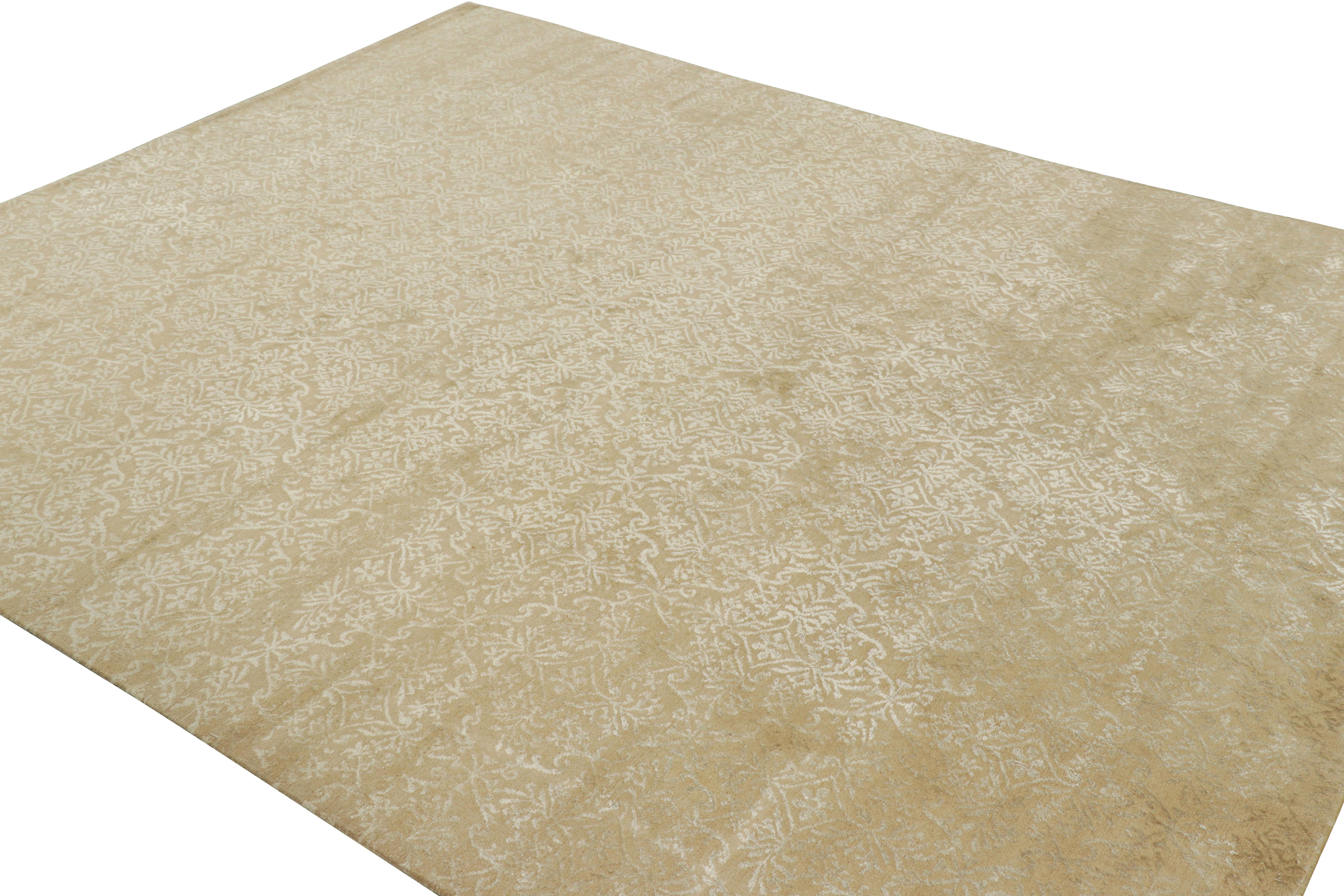 Annodato a mano Rug & Kilim: tappeto in stile spagnolo in oro con motivi floreali 