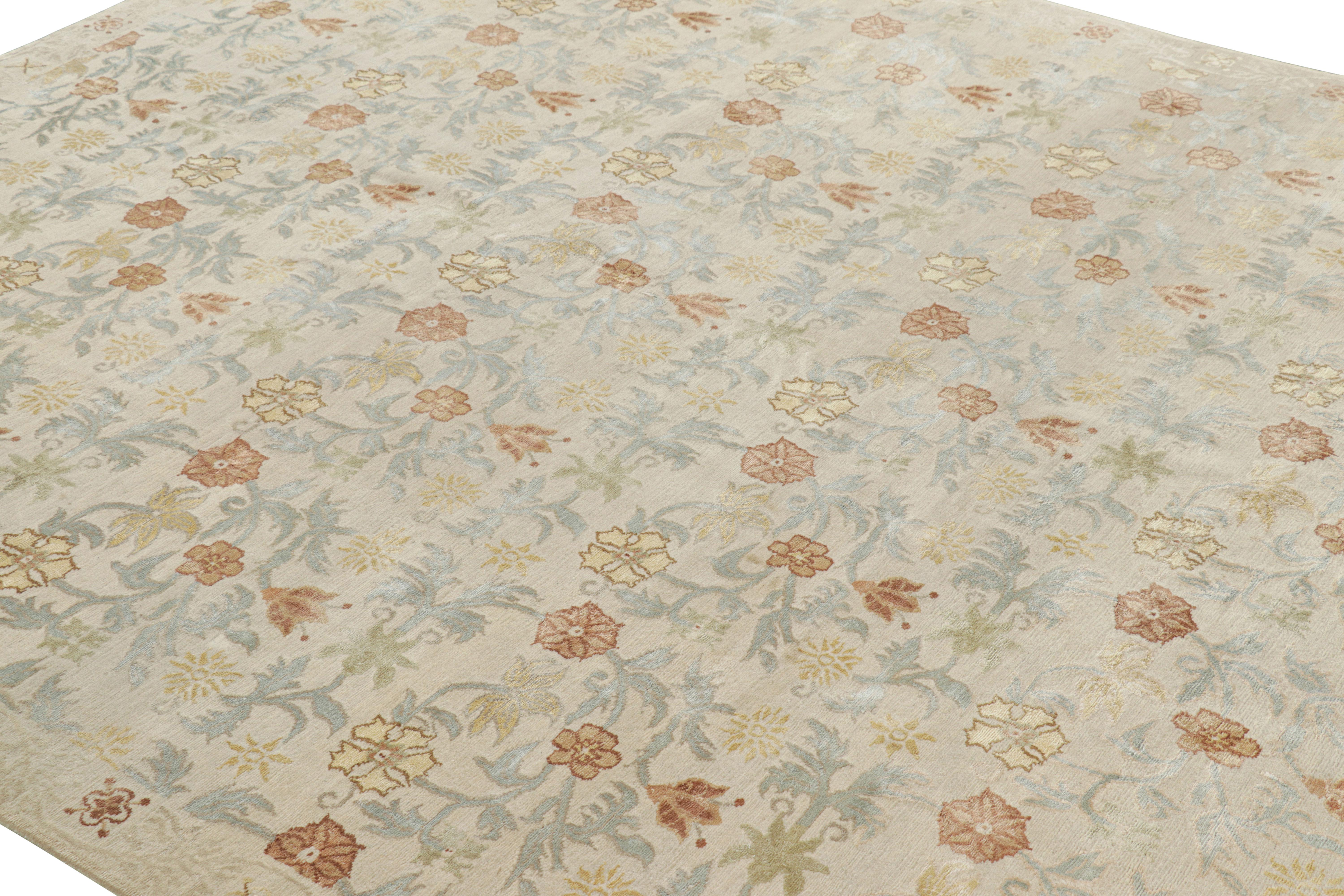 Dieser 8x10 große, handgeknüpfte Teppich aus Wolle und Seide in unserem luxuriösen nepalesischen Flor ist die neueste Ergänzung unserer europäischen Teppichkollektion, die liebevoll 