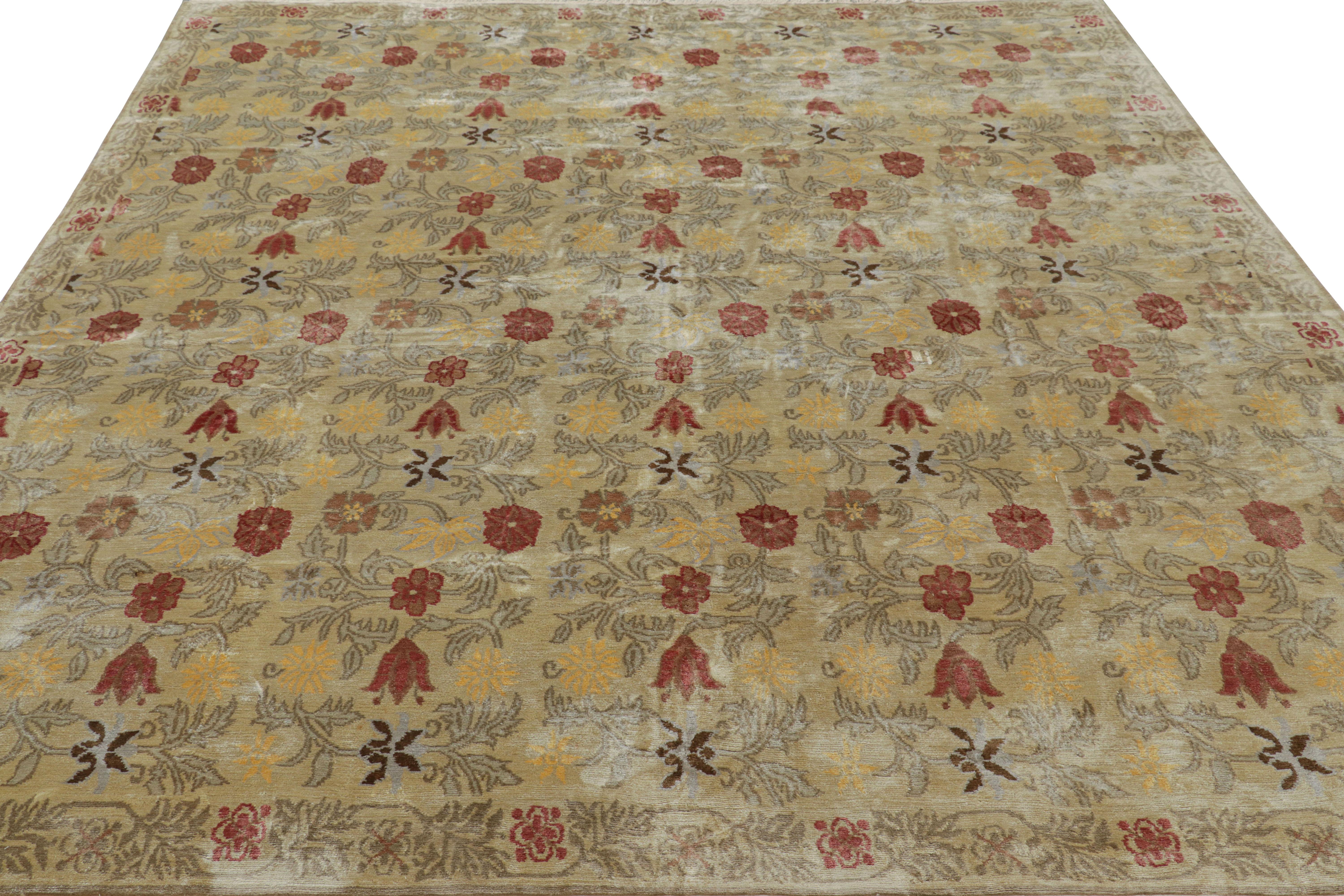 Hand-Knotted Rug & Kilim’s Spanish Style Rug in Off-White-Beige with Floral Patterns “Bilbao” For Sale