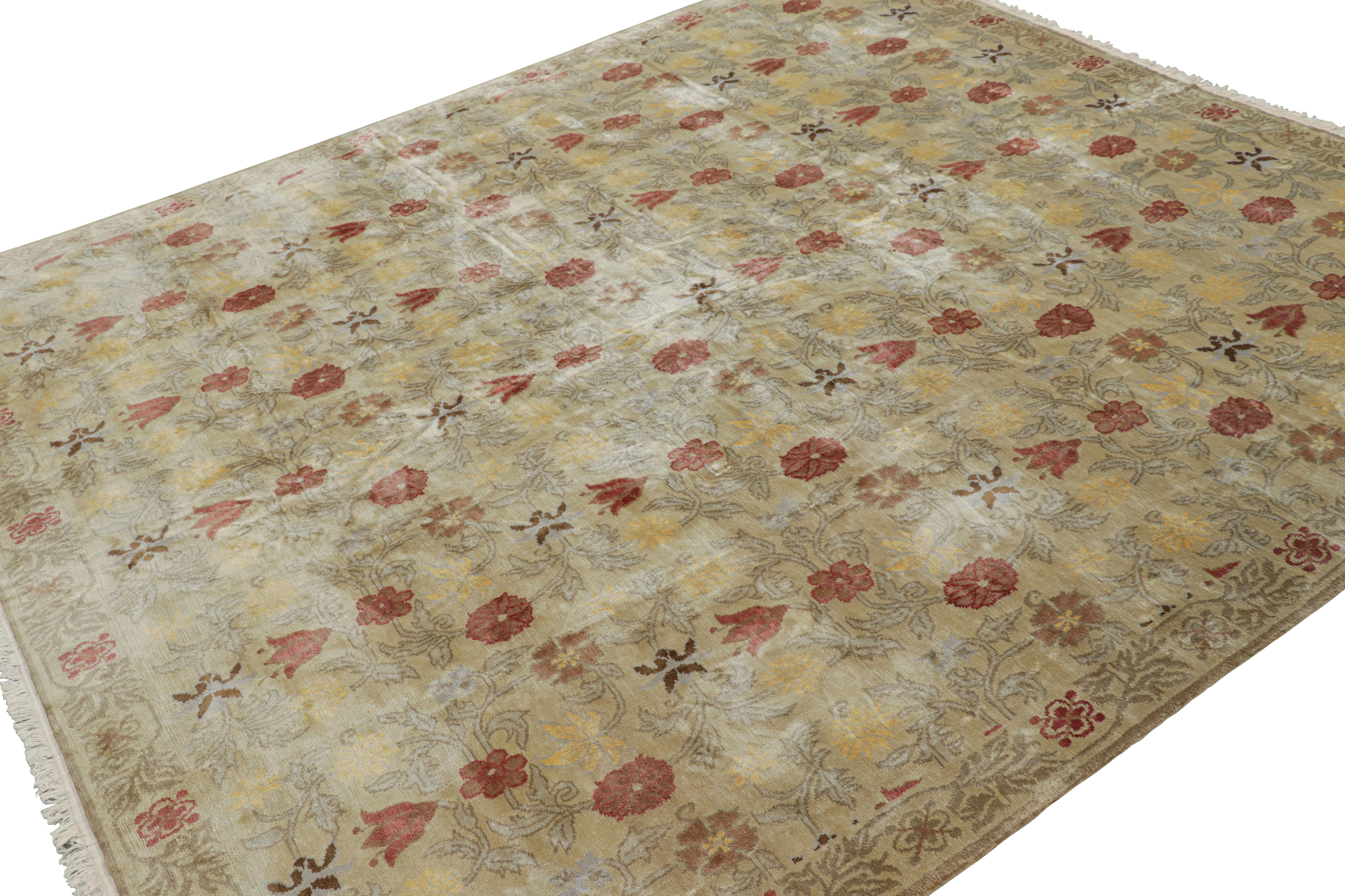 Rug & Kilim’s Spanish Style Rug in Off-White-Beige with Floral Patterns “Bilbao” In New Condition For Sale In Long Island City, NY