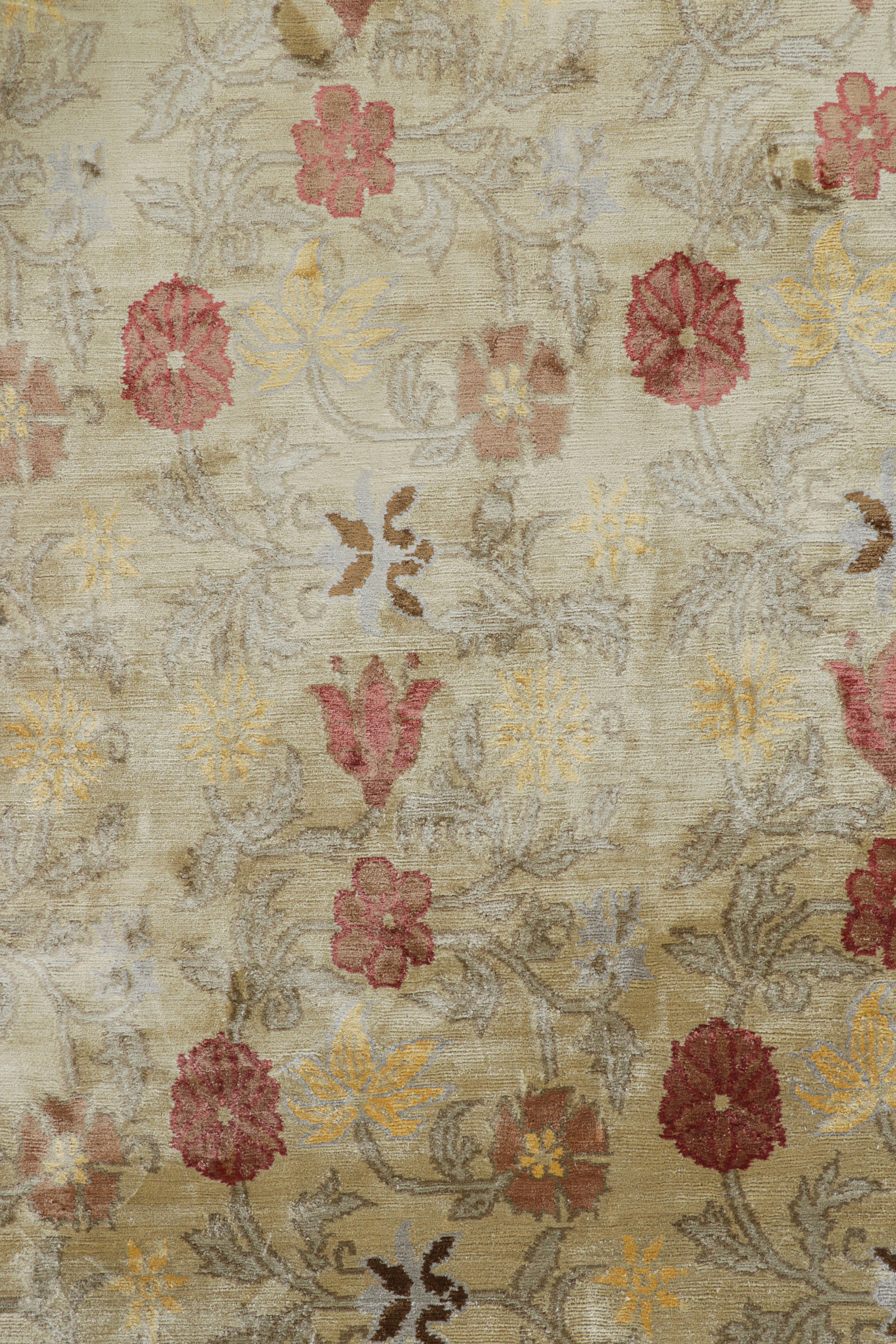 Contemporary Rug & Kilim’s Spanish Style Rug in Off-White-Beige with Floral Patterns “Bilbao” For Sale