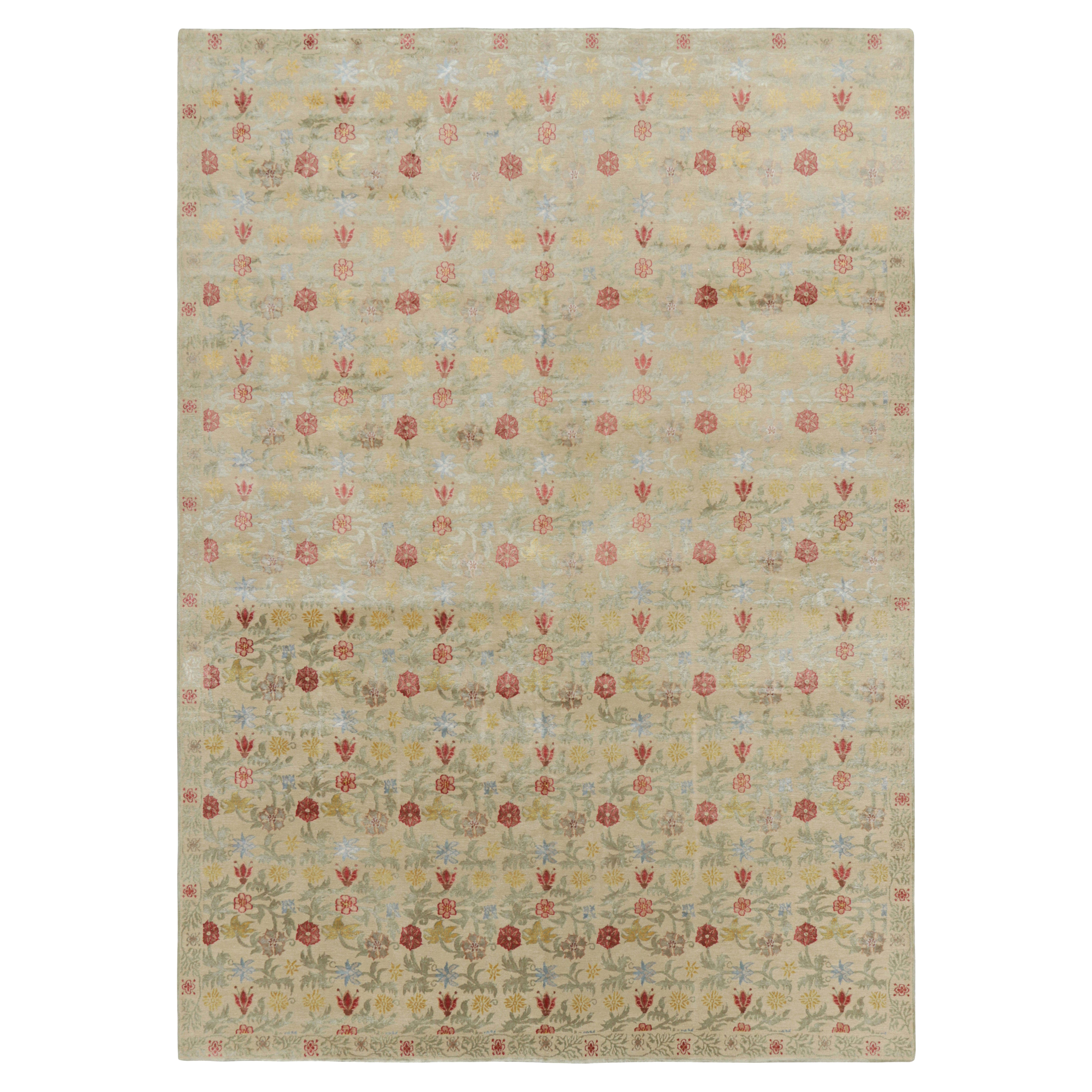 Rug & Kilim’s Spanish Style Rug in Off-White-Beige with Floral Patterns “Bilbao”