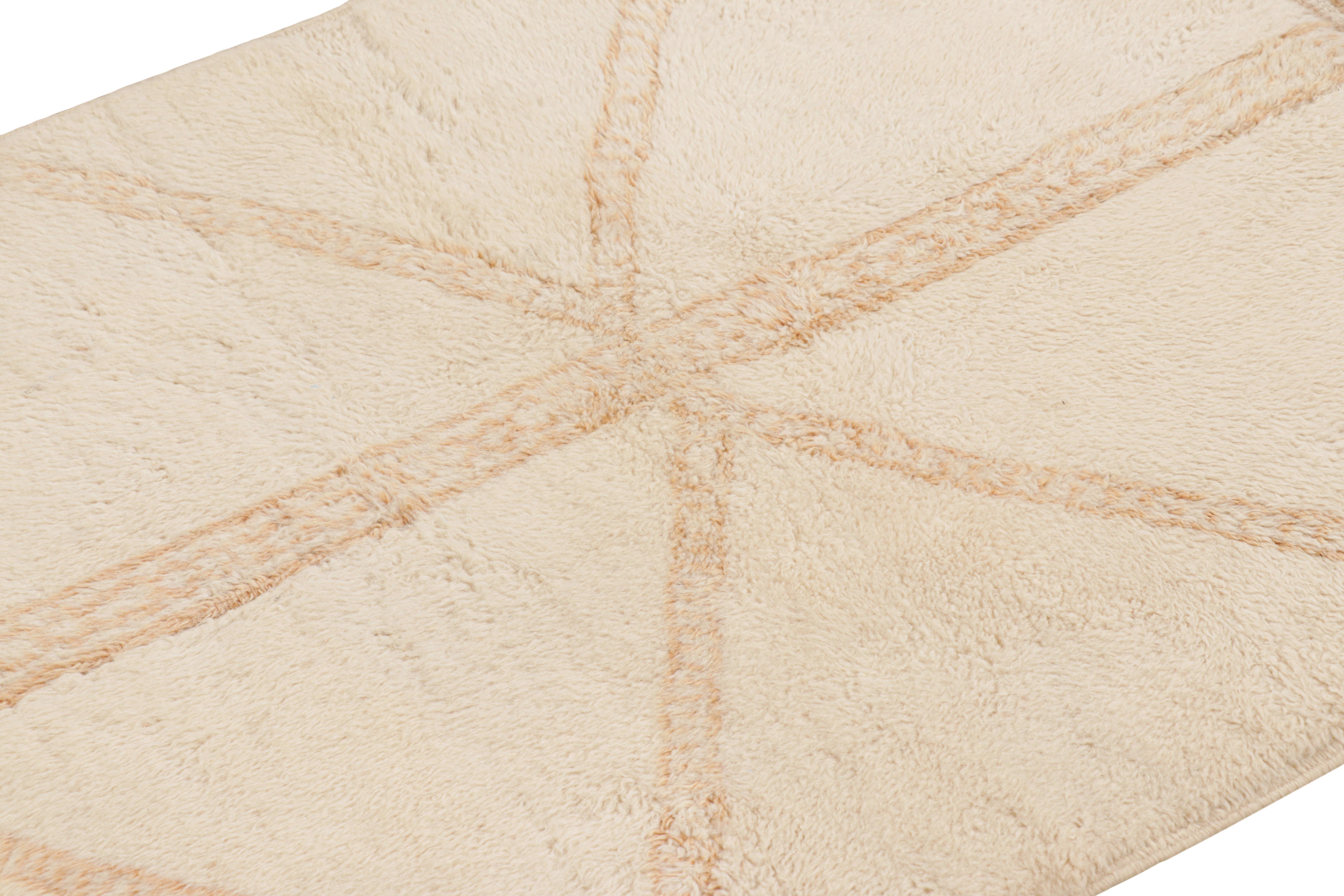 Made with hand-knotted wool and originating from Morocco, this 3x4 Moroccan rug by Rug & Kilim represents an exciting new line of contemporary tribal rugs. Its design represents some of the most devoted nomadic weavers in rural Morocco today, both