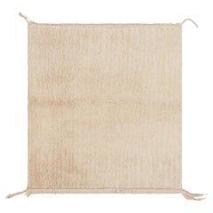 Rug & Kilim’s Square Moroccan Rug in Cream White Tones and High Pile