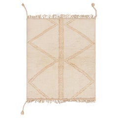 Rug & Kilim’s Square Moroccan Rug in Cream White Tones and High Pile