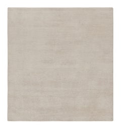 Rug & Kilim’s Square Rug with Textured Monochrome White Striae