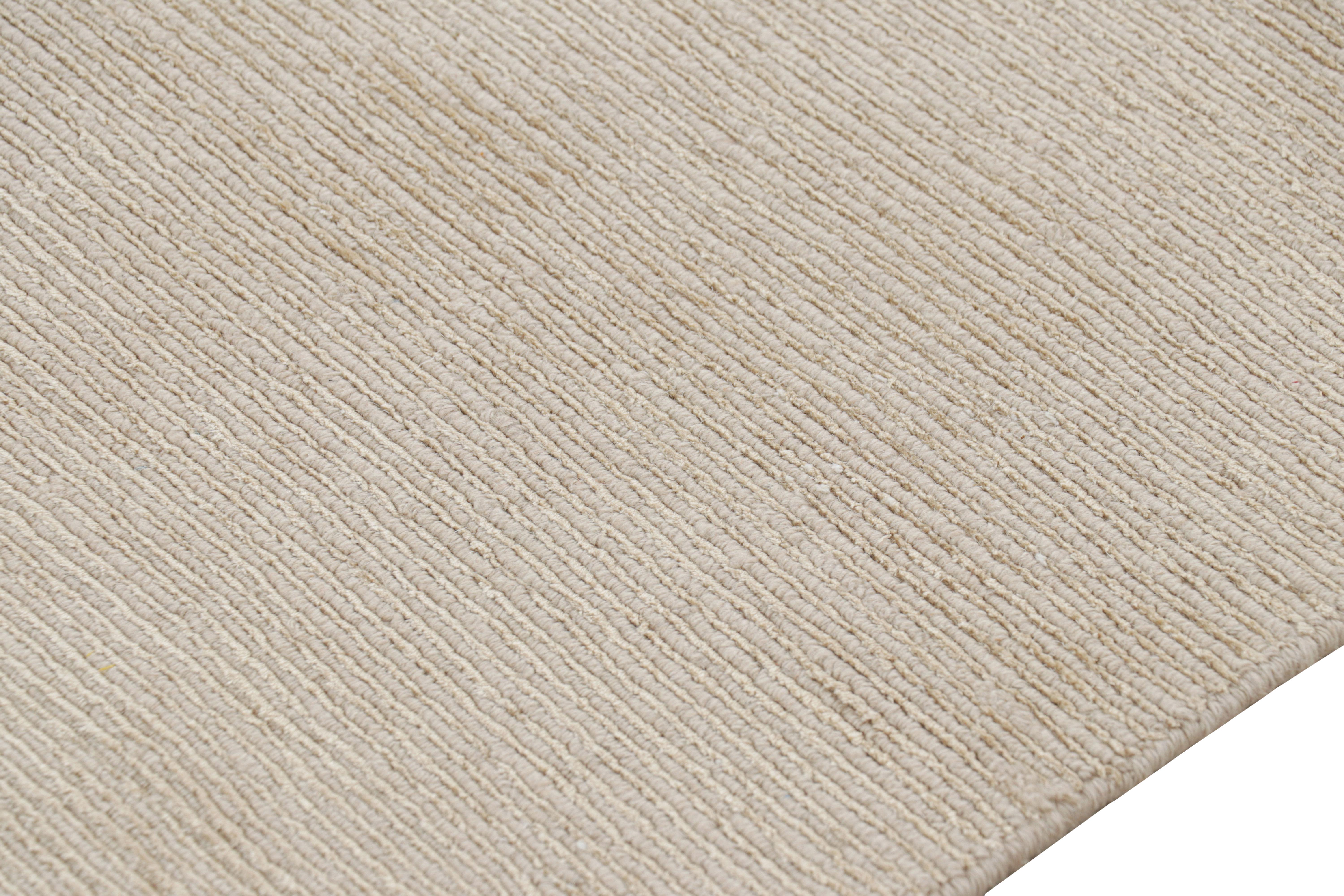 Rug & Kilim’s Square Rug with Textured Monochrome White Striae In New Condition For Sale In Long Island City, NY