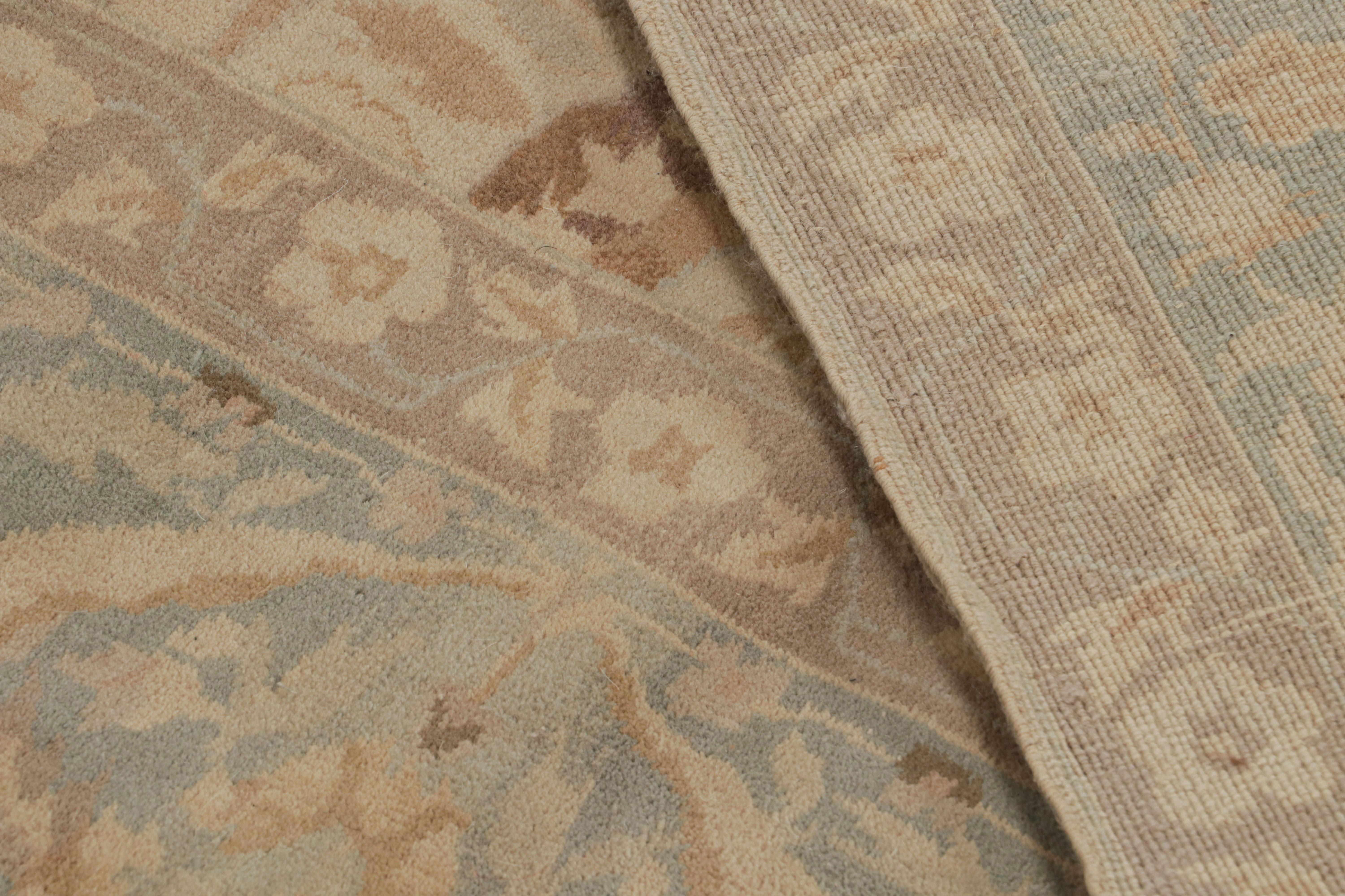 Rug & Kilim's Alfombra Estilo Sultanabad Beige Azul Patrón Floral Clásico Lana en venta