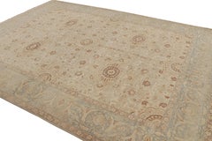 Teppich & Kelim-Teppich im Sultanabad-Stil in Beige und Blau mit klassischem Blumenmuster