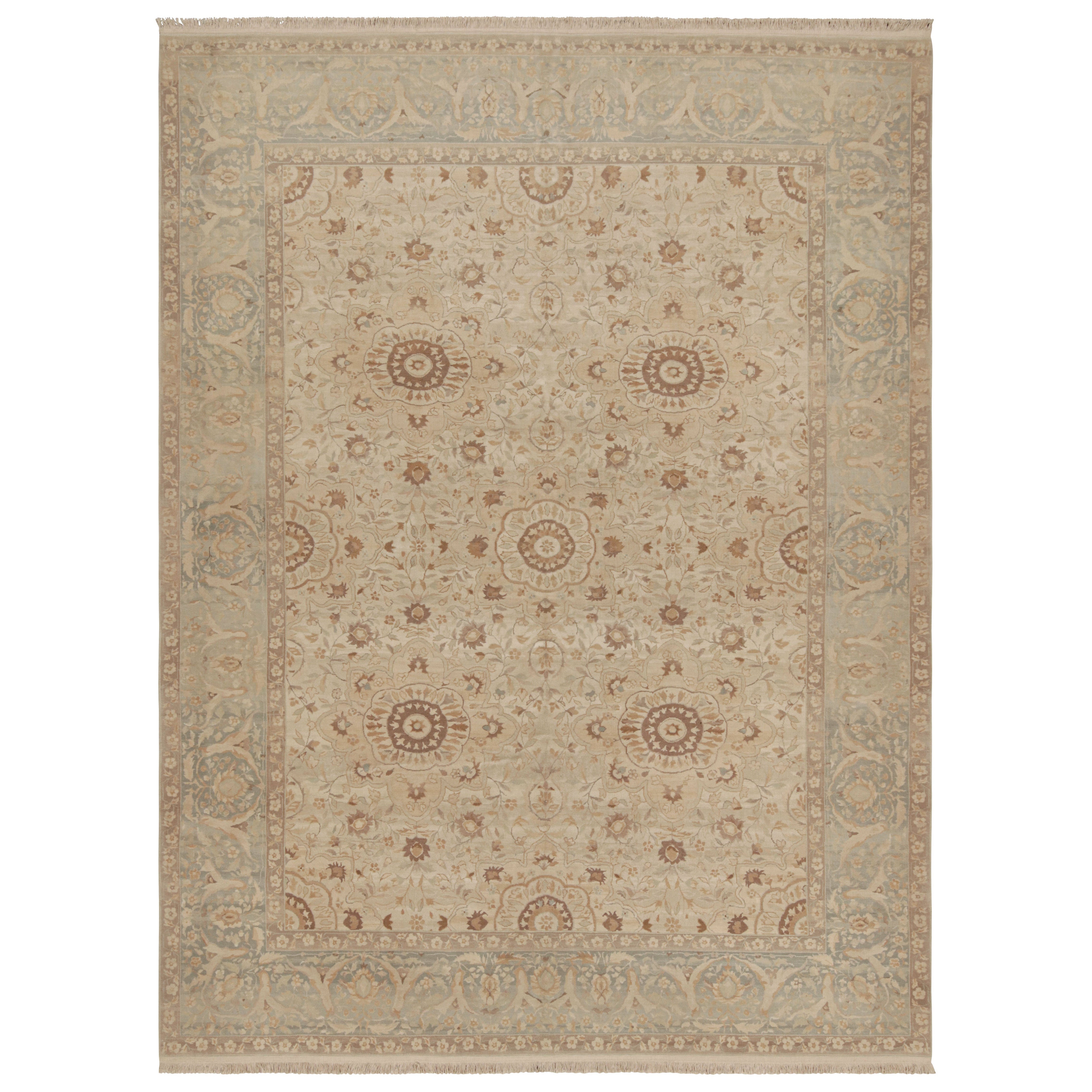 Rug & Kilim's Sultanabad Style Rug Beige Blau Klassisches Blumenmuster