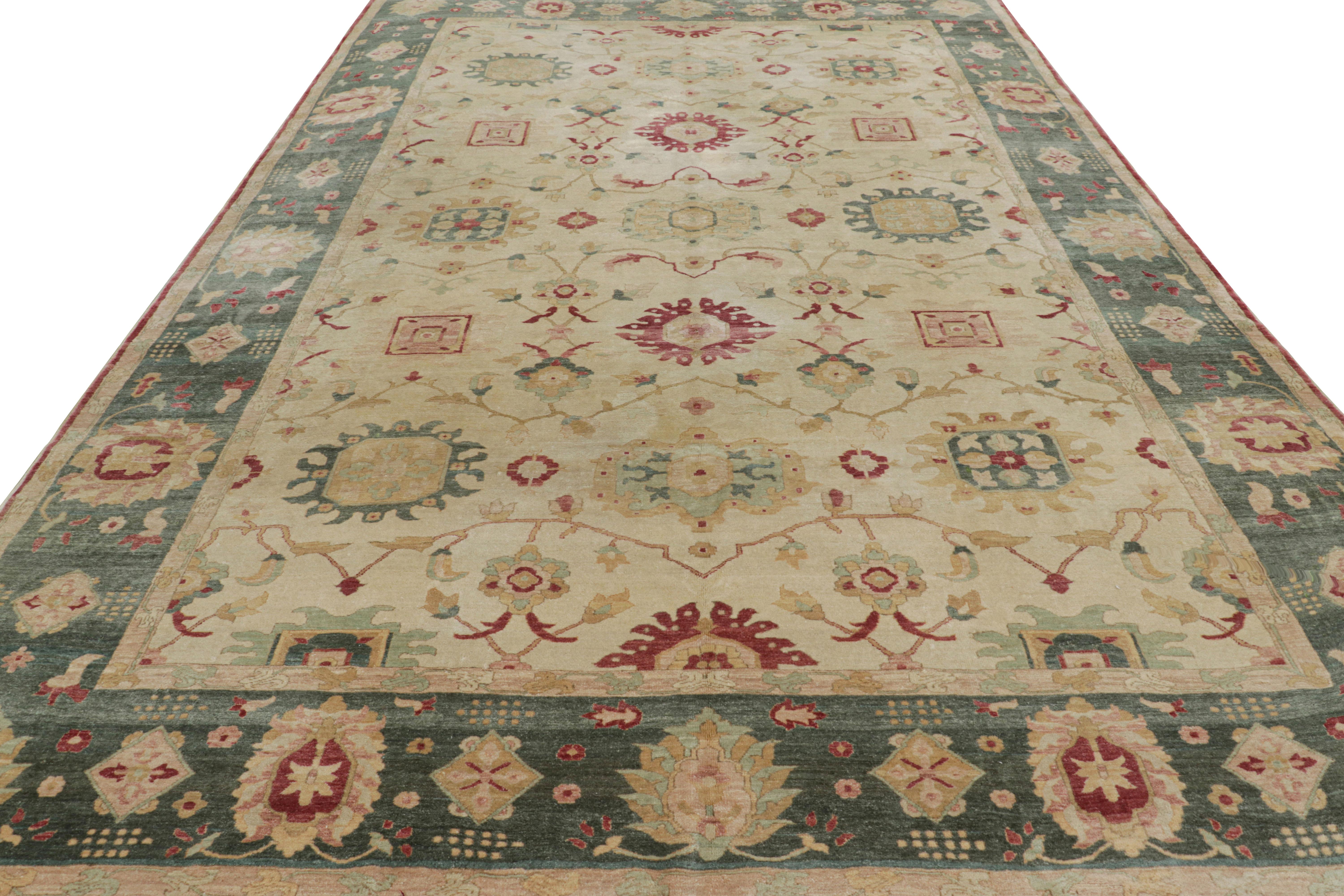 Rug & Kilim’s Sultanabad Style Rug in Beige and Red with Floral Patterns In Good Condition For Sale In Long Island City, NY