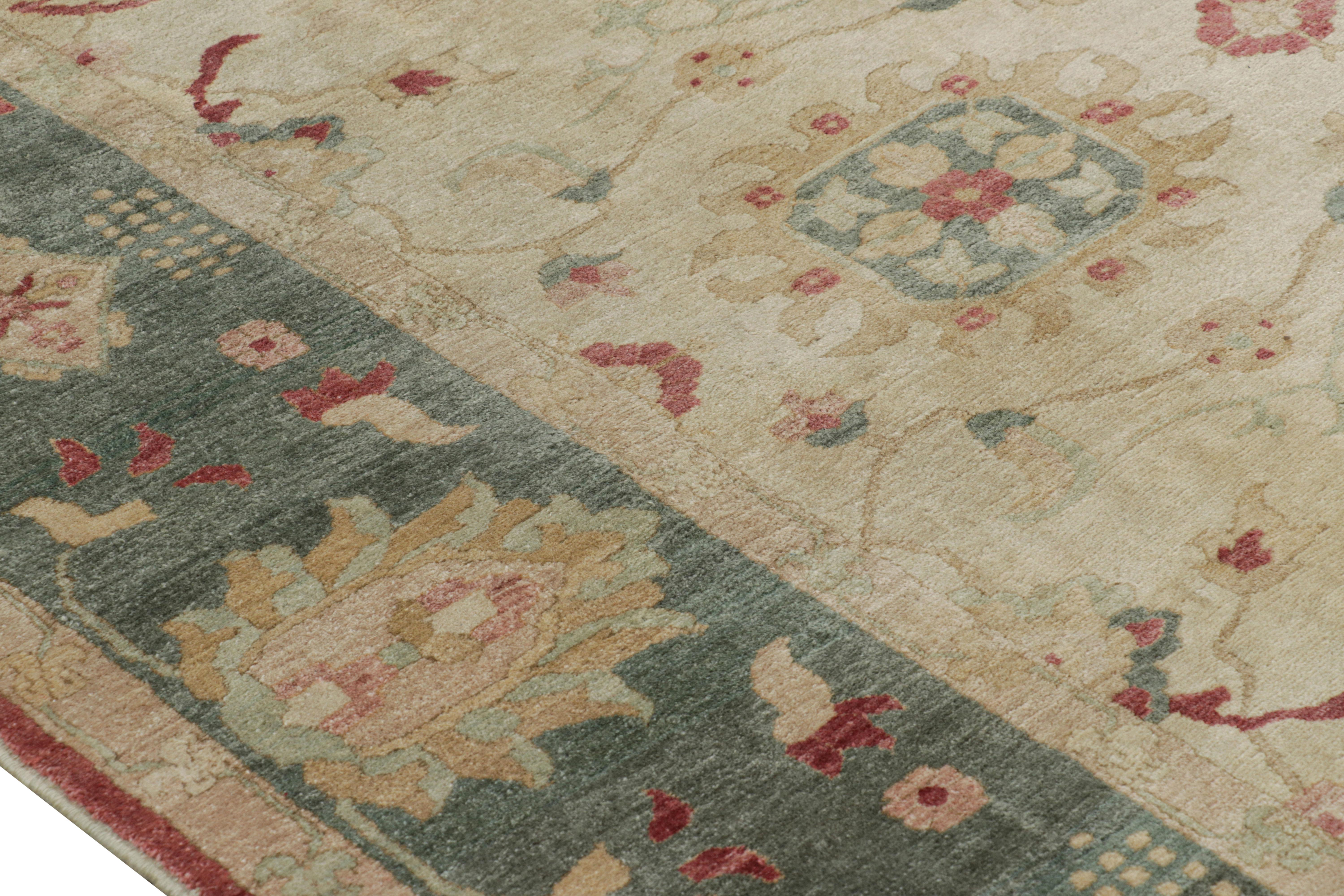 Contemporary Rug & Kilim’s Sultanabad Style Rug in Beige and Red with Floral Patterns For Sale